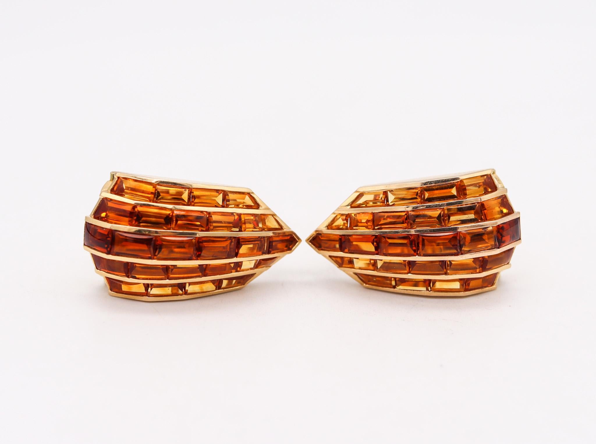 Hemmerle München Clips Ohrringe Broschen 18kt Gelbgold mit 38,50ctw Citrin Damen im Angebot