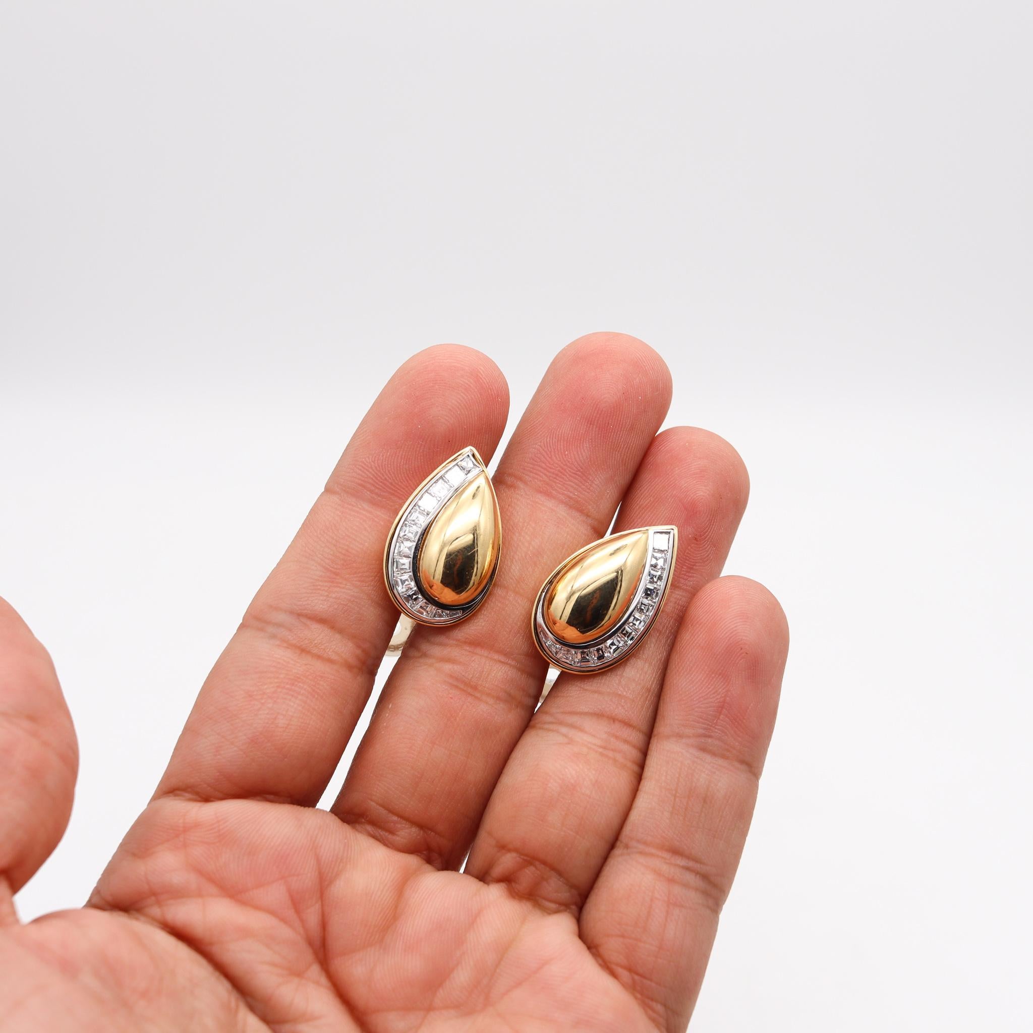 Hemmerle Münchener Clips-Ohrringe aus 18 Karat Gold und Platin mit 3,12 Karat Diamanten (Moderne) im Angebot