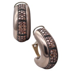 Hemmerle Munich Hoops Clips Earrings In 18Kt Gold And Palladium With 10.40 Ctw D