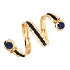 Hemmerle, Platinum 18K Gold Sapphire Leather Bracelet