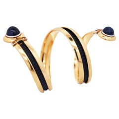 Hemmerle, Platinum 18K Gold Sapphire Leather Bracelet