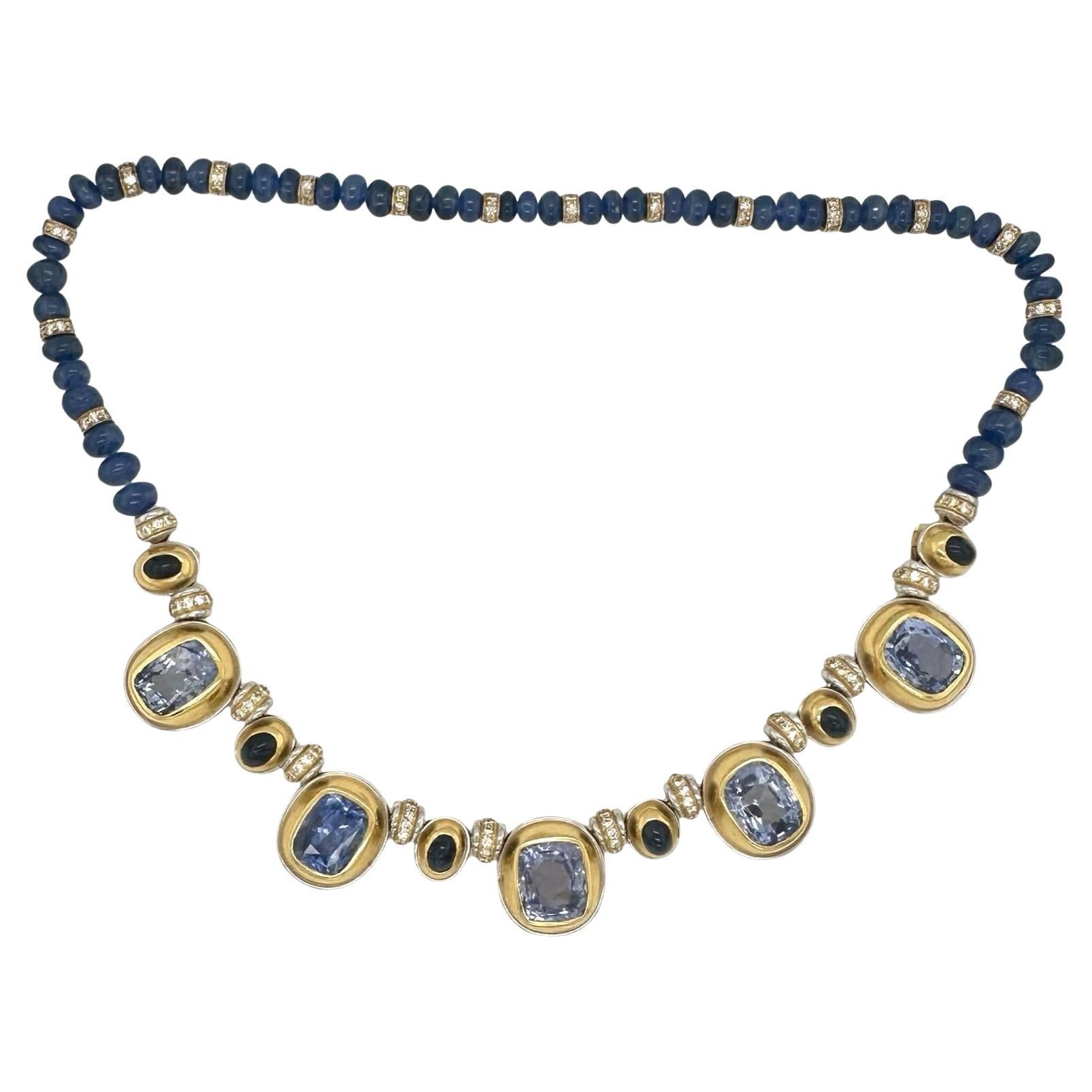 Hemmerlee Sapphire and Diamond Necklace in Gold and Platinum