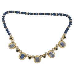 Collier Hemmerlee en or et platine avec saphirs et diamants