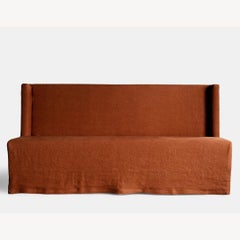 Hemp and Linen Upholstered Dining Room Bench, Custom made in Spain