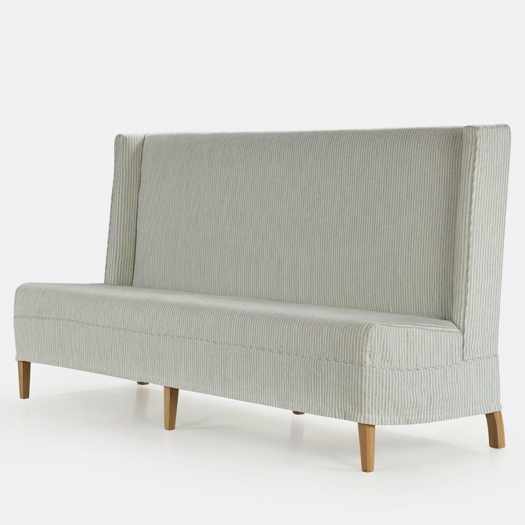 XXIe siècle et contemporain Banc de salle à manger tapissé d'ourlet et de lin, fabriqué sur mesure en Espagne en vente