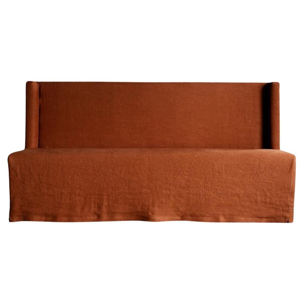 Hemp and Linen Upholstered Dining Room Bench, Custom made in Spain