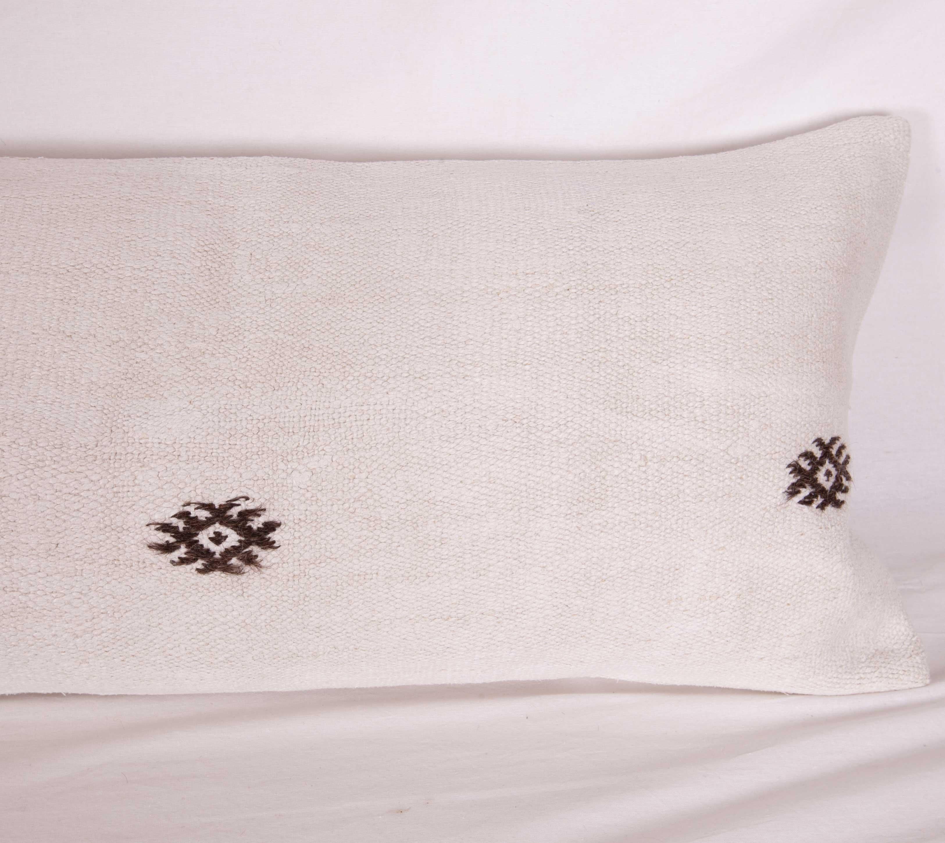 Hemp Lumbar Pillow Case Made from a Mid-20th Century Turkish Hemp Kilim 1
