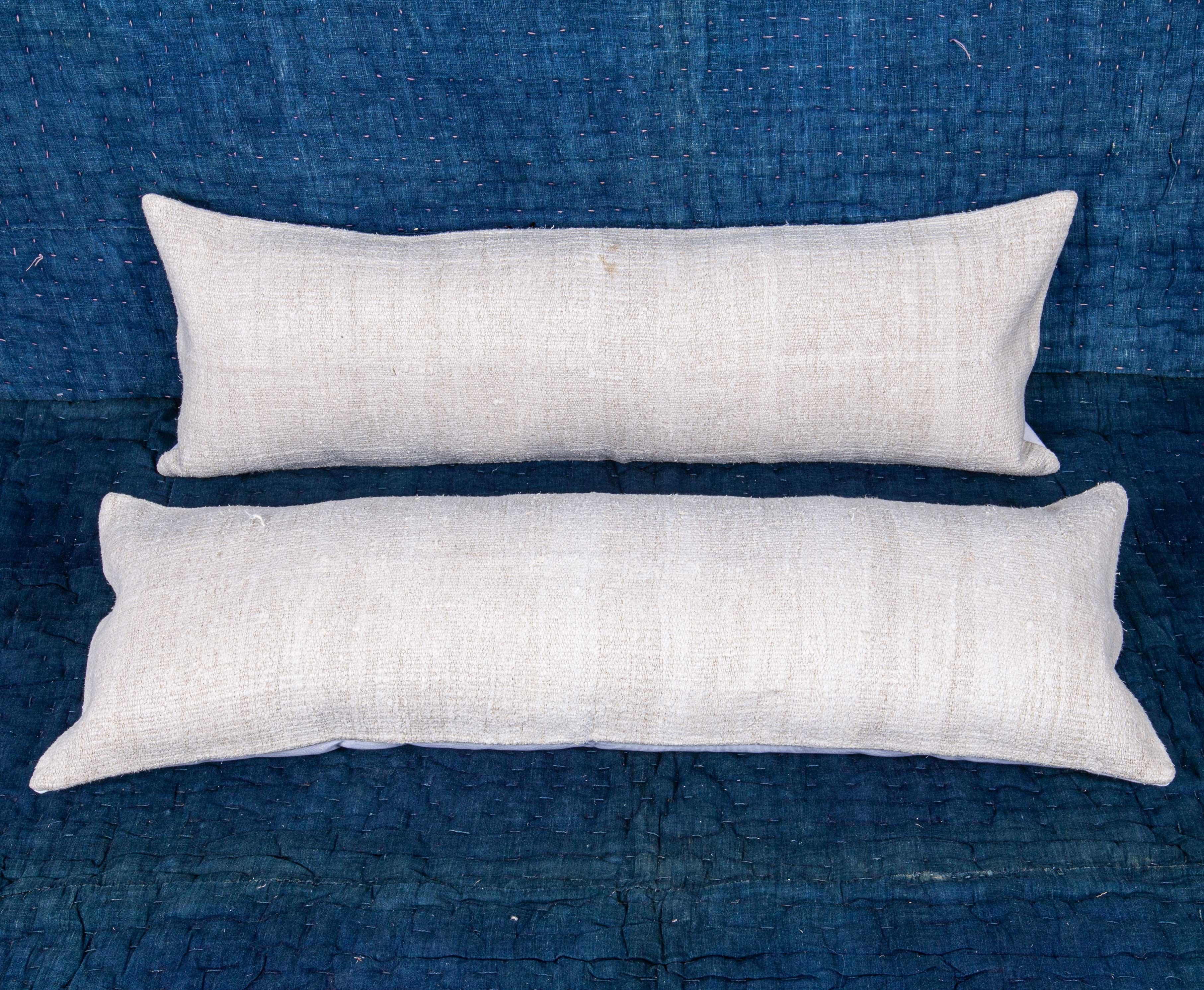 Hemp Lumbar Pillow Cases Made from a Mid-20th Century Turkish Hemp Kilim In Good Condition In Istanbul, TR