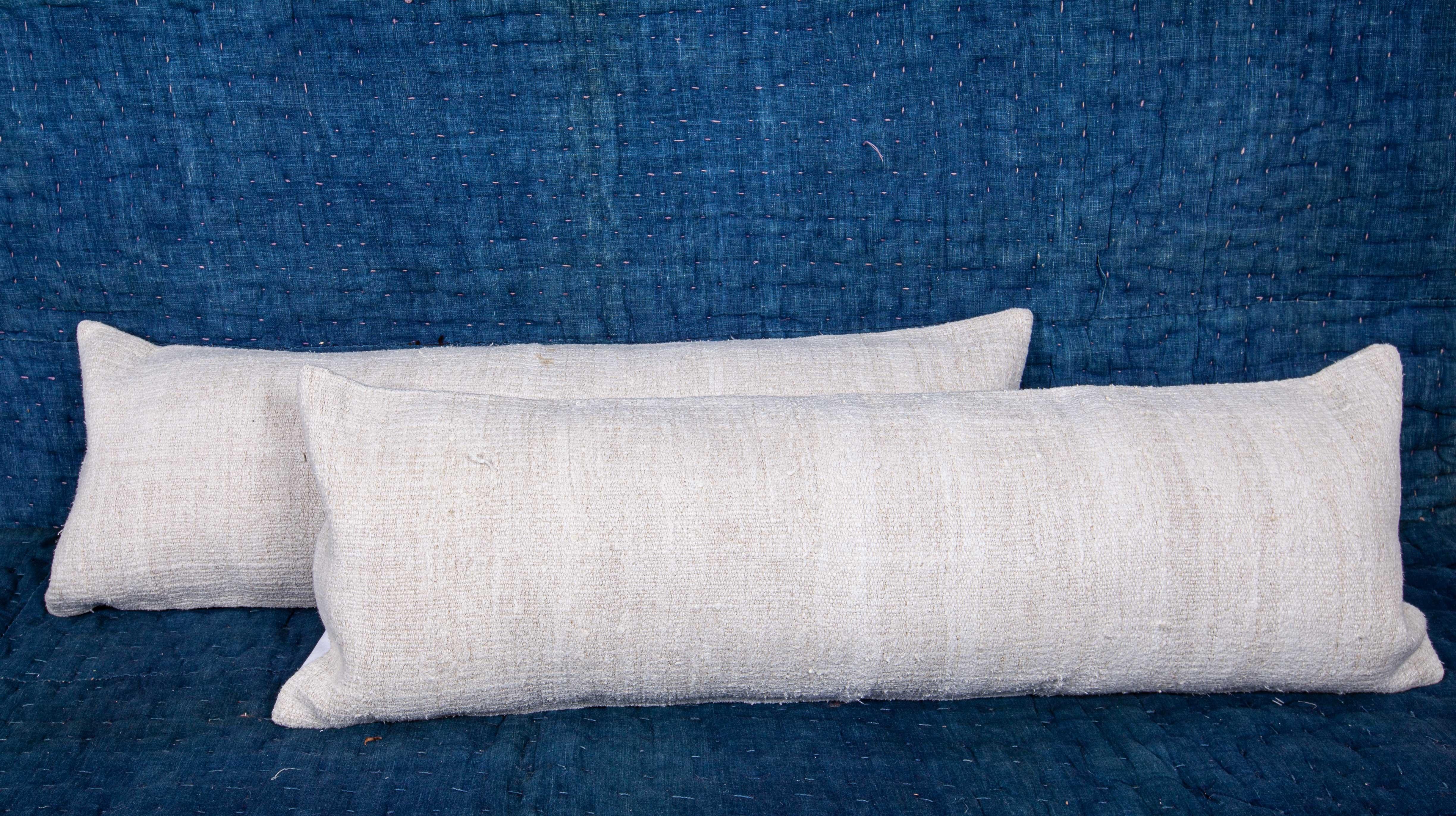 Hemp Lumbar Pillow Cases Made from a Mid-20th Century Turkish Hemp Kilim 2