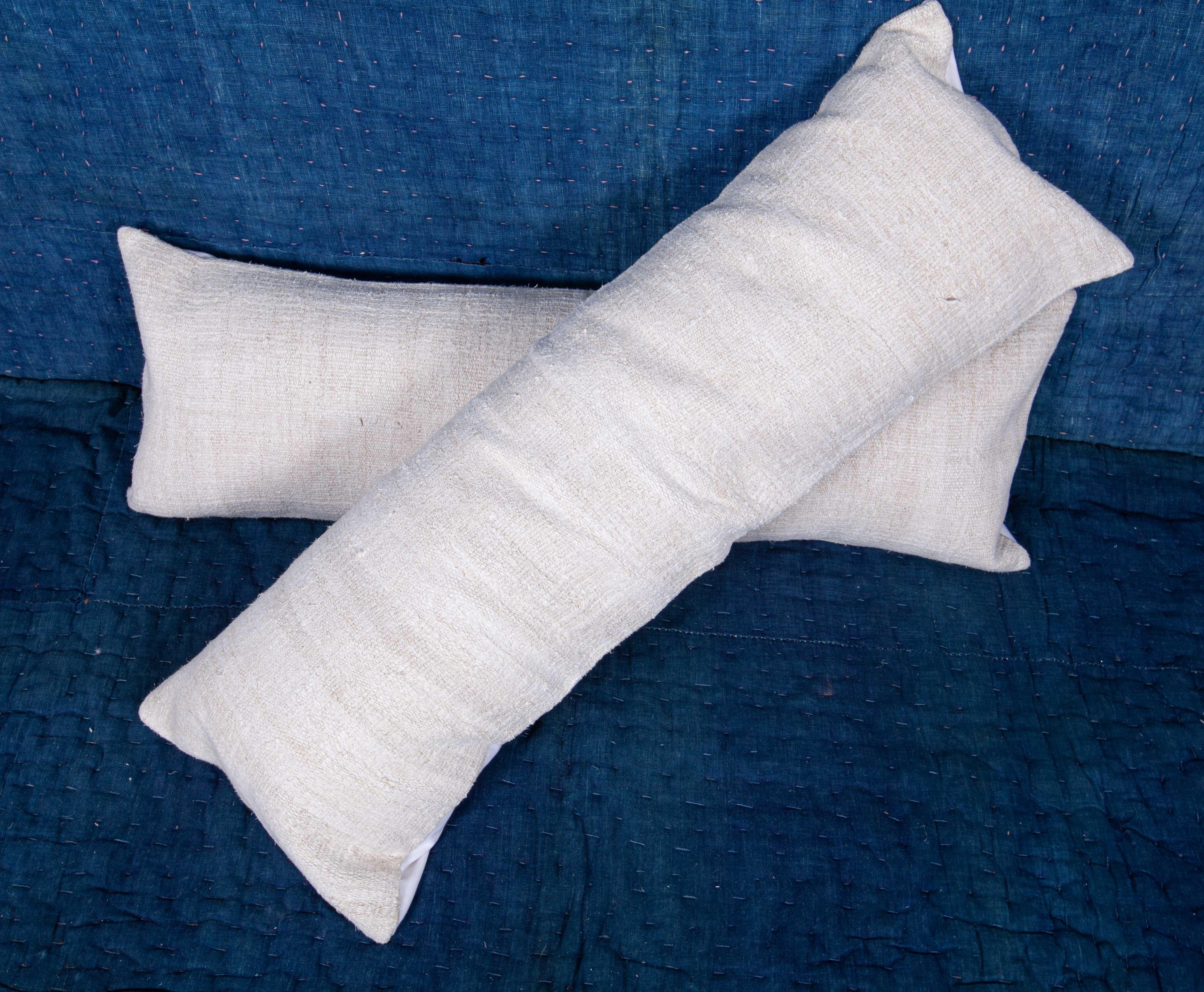 Hemp Lumbar Pillow Cases Made from a Mid-20th Century Turkish Hemp Kilim 3