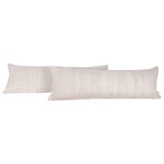 Hemp Lumbar Pillow Cases Made from a Mid-20th Century Turkish Hemp Kilim