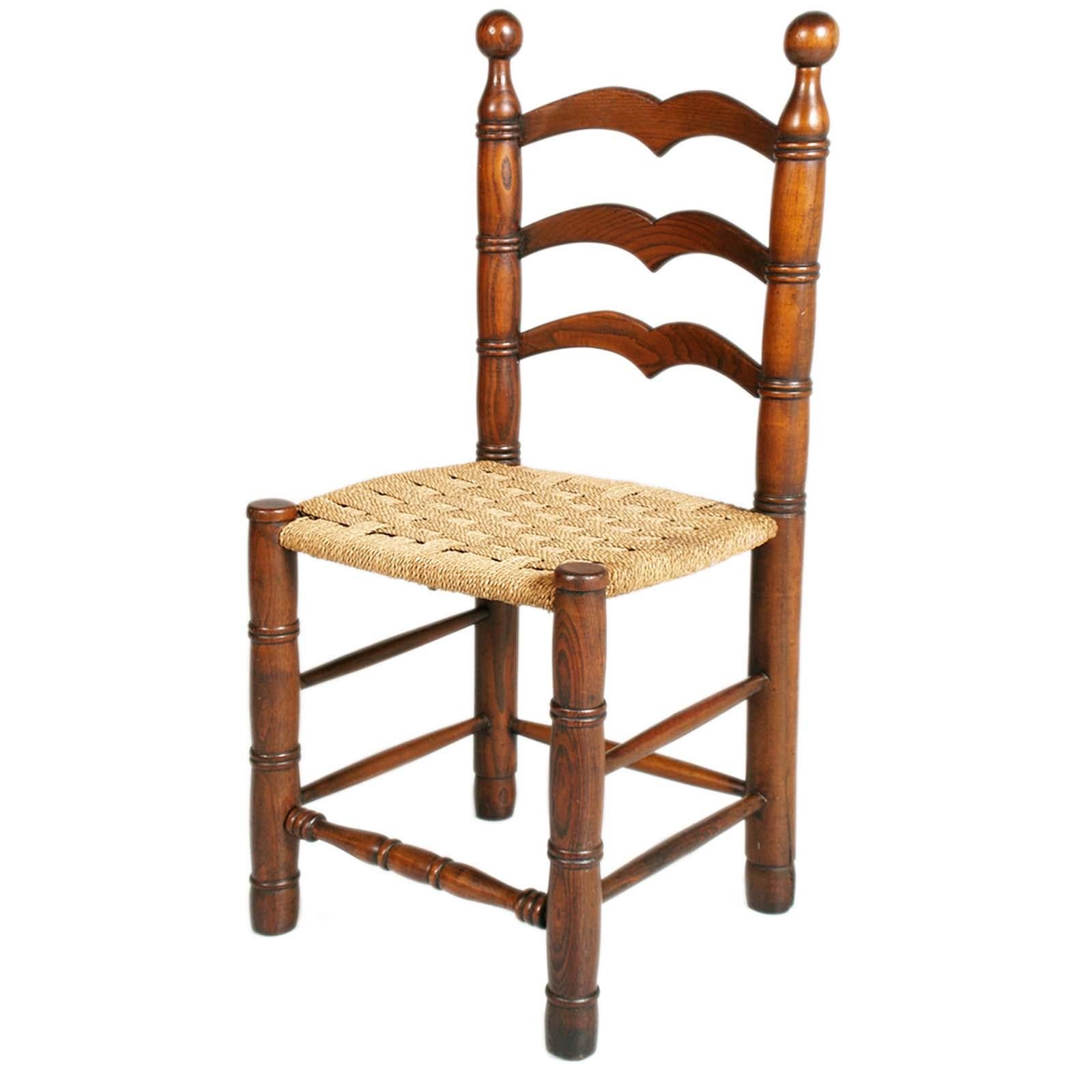 Brutalistische Stühle mit Saum aus Seil und Eiche von Charles Dudouyt, 1940er Jahre, 2er-Set (Brutalismus) im Angebot