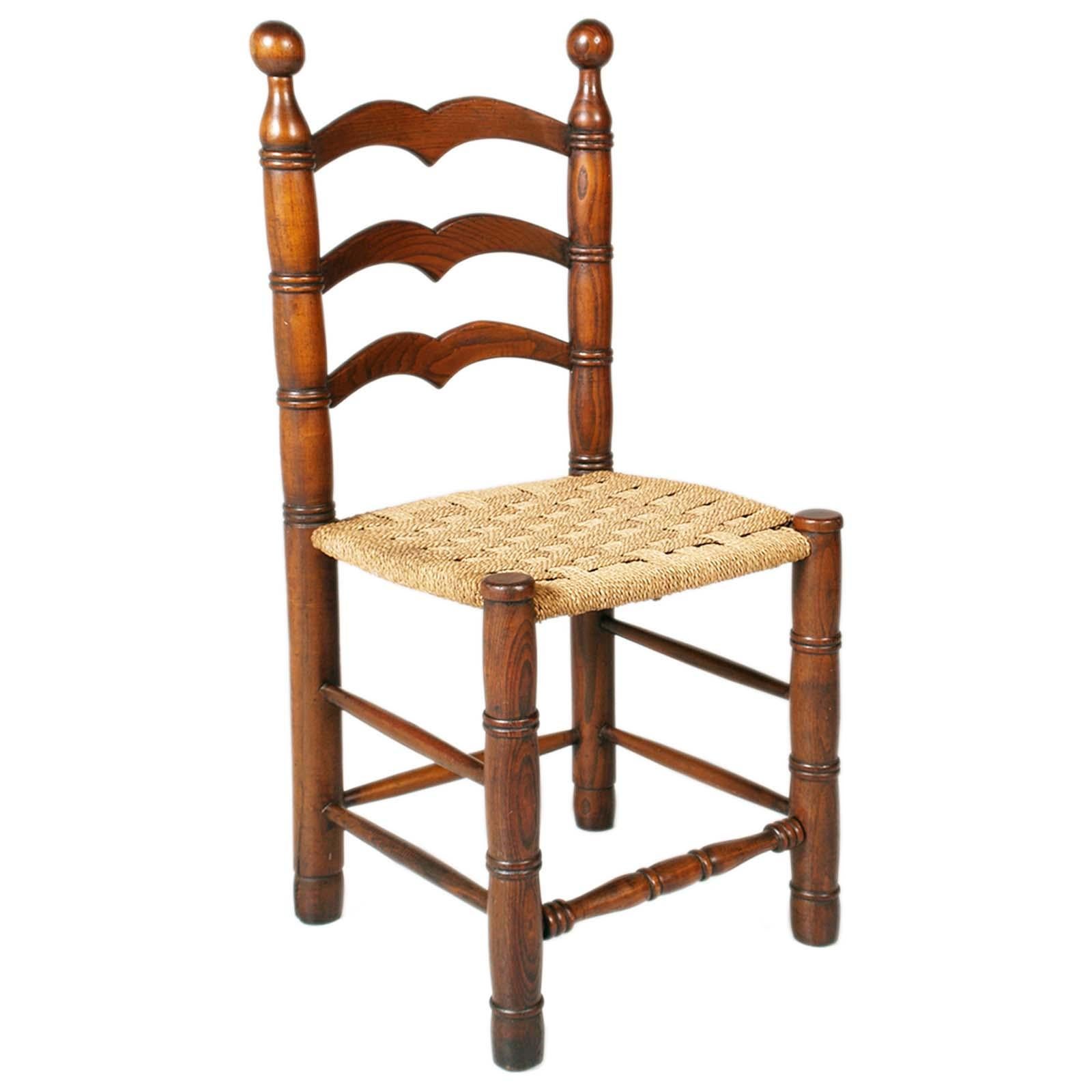 Brutalistische Stühle mit Saum aus Seil und Eiche von Charles Dudouyt, 1940er Jahre, 2er-Set (Französisch) im Angebot