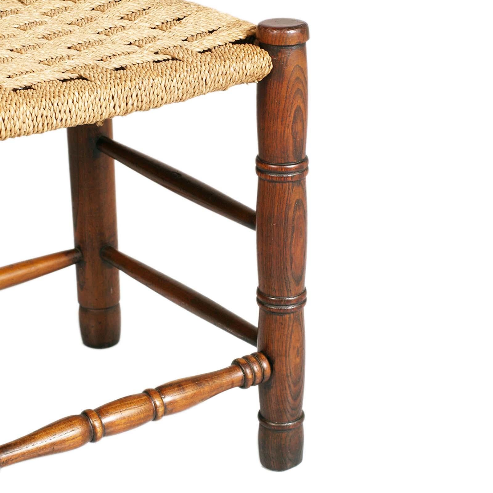 Brutalistische Stühle mit Saum aus Seil und Eiche von Charles Dudouyt, 1940er Jahre, 2er-Set (20. Jahrhundert) im Angebot