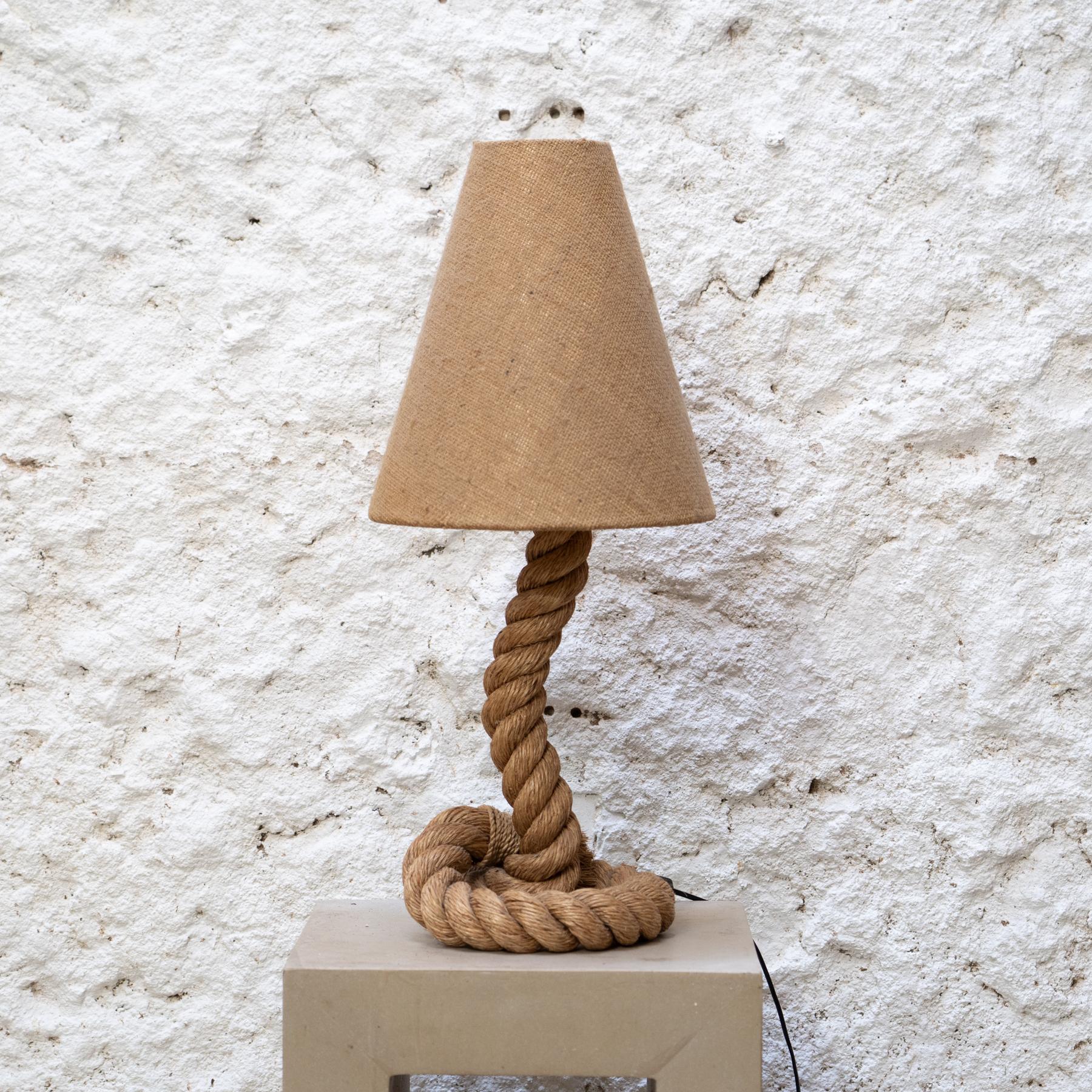 Mid-Century Modern Hemp Rope Table Lamp in the Style of Audoux & Minet, Circa 1990
