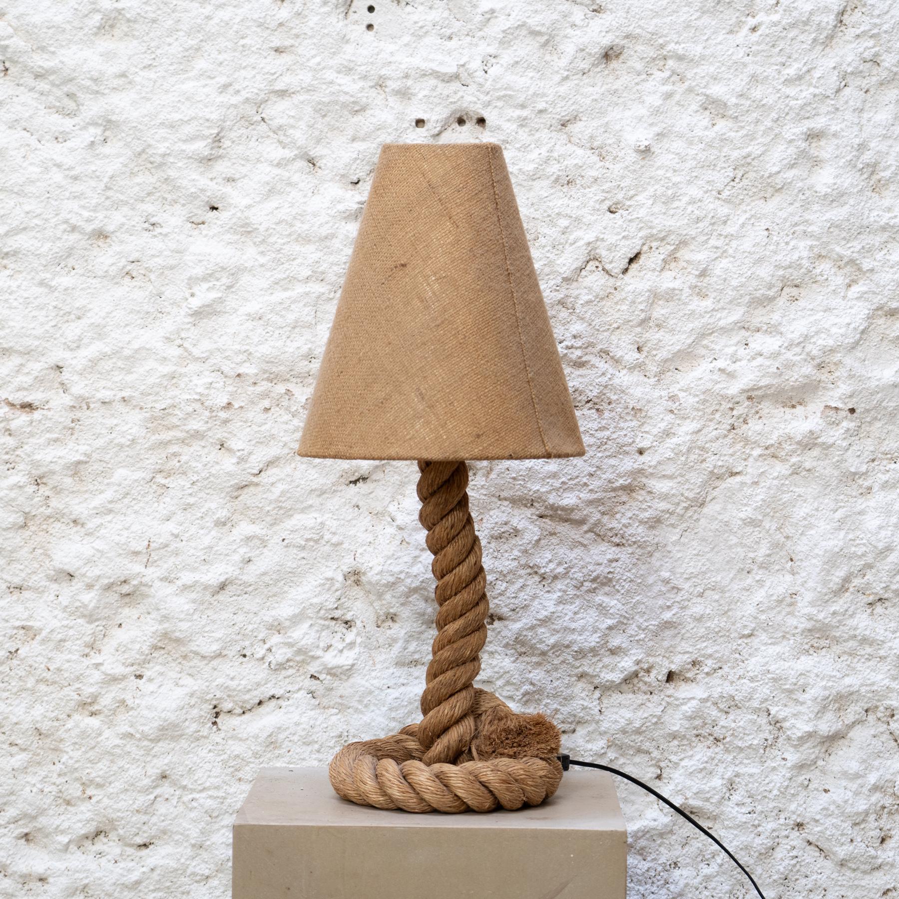 Spanish Hemp Rope Table Lamp in the Style of Audoux & Minet, Circa 1990