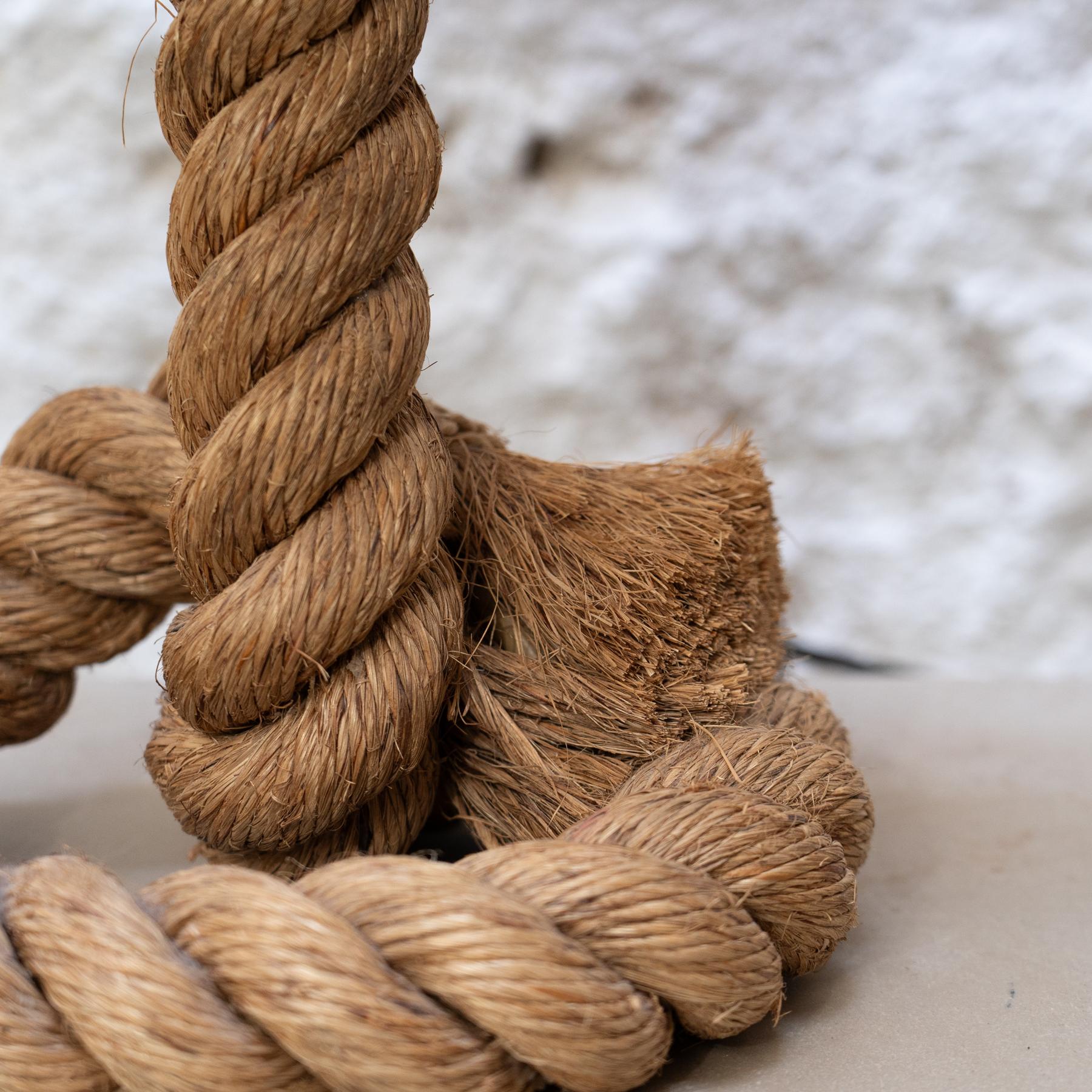 Rattan Hemp Rope Table Lamp in the Style of Audoux & Minet, Circa 1990