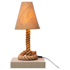 Hemp Rope Table Lamp in the Style of Audoux & Minet, Circa 1990