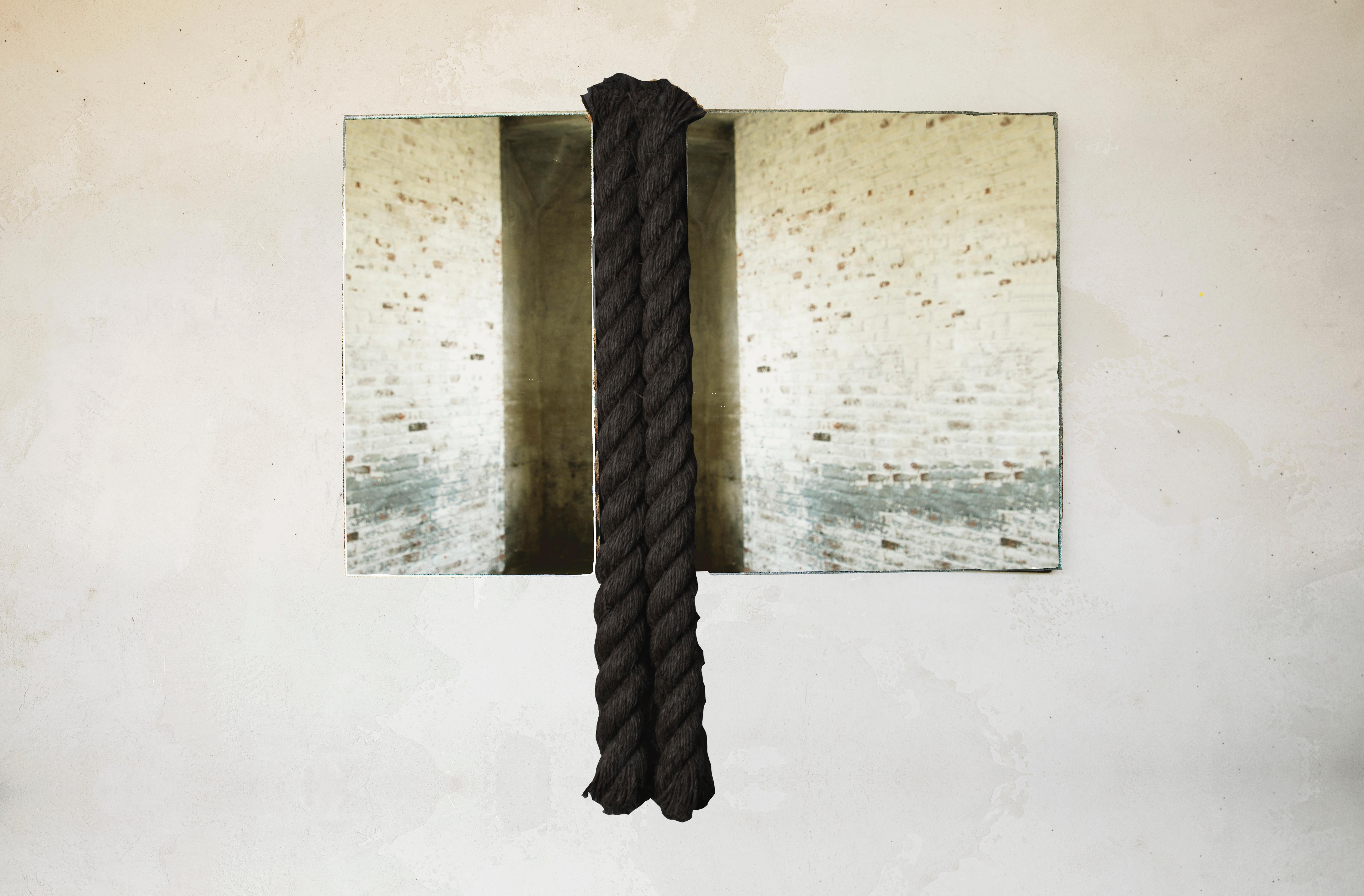 American Hemp Ropes, Contemporary, Sculptural, Minimal, Bacchanal Mirror For Sale