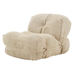 Vintage Hemp Rug Lounge Chair in the Style of Tobia Scarpa