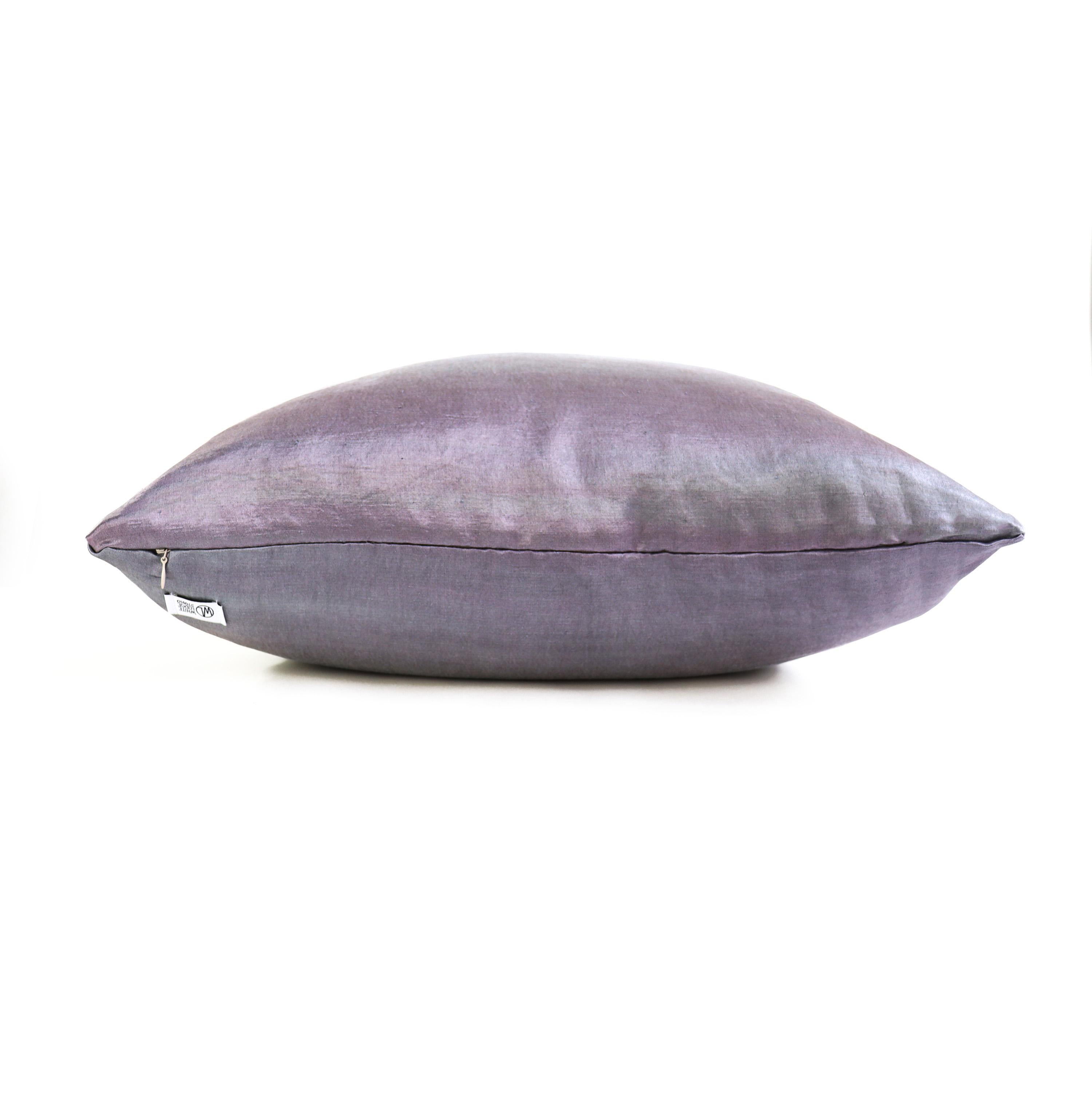 Modern Hemp Silk Pillow - Lavender For Sale