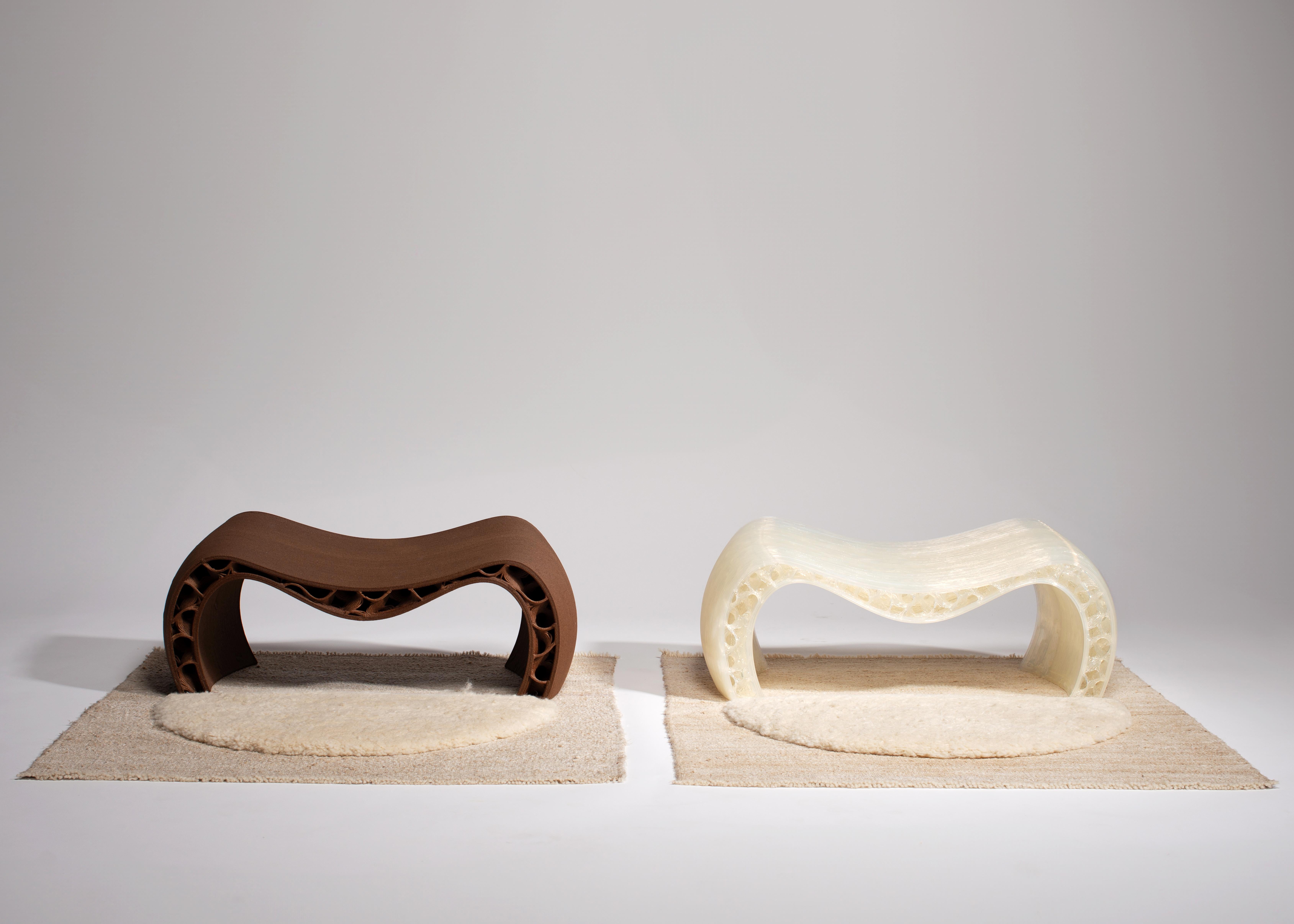 Hand-Woven HEMPLAII Meditation seat of 3D printed sugar with a hand-woven hemp and wool rug For Sale