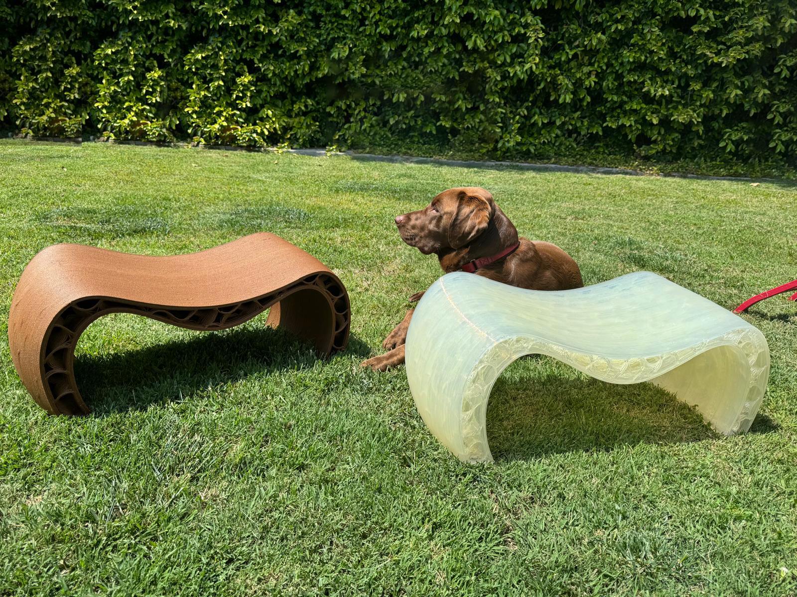 Wool HEMPLAII Meditation seat of 3D printed sugar with a hand-woven hemp and wool rug For Sale