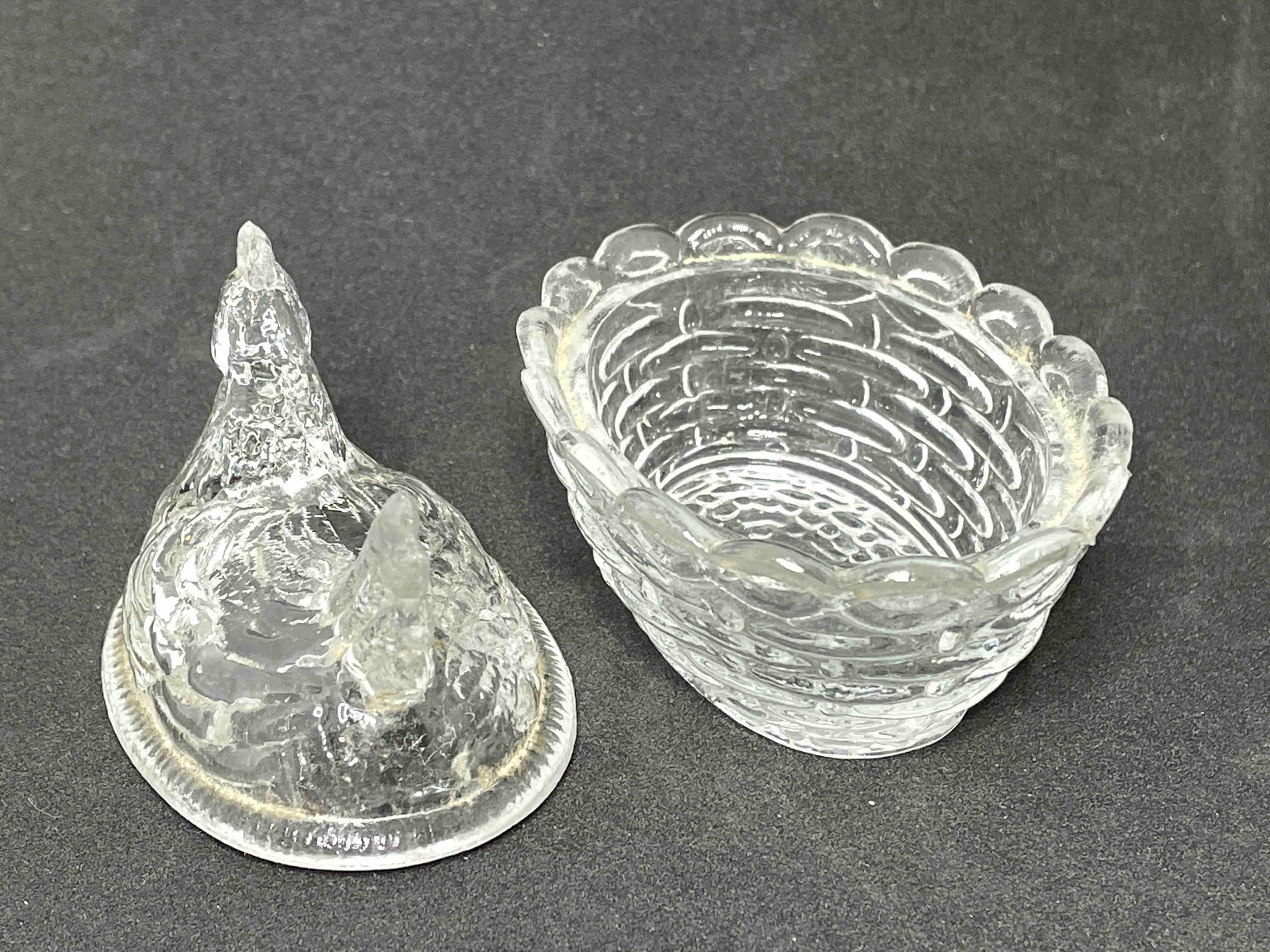 Glass   Hen on Nest Tureen Doll House Accessory Antique German, 1910s For Sale