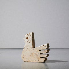 Sculpture de poule en marbre travertin de Fratelli Mannelli