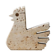 Hen Sculpture in Travertine Marble by Fratelli Mannelli