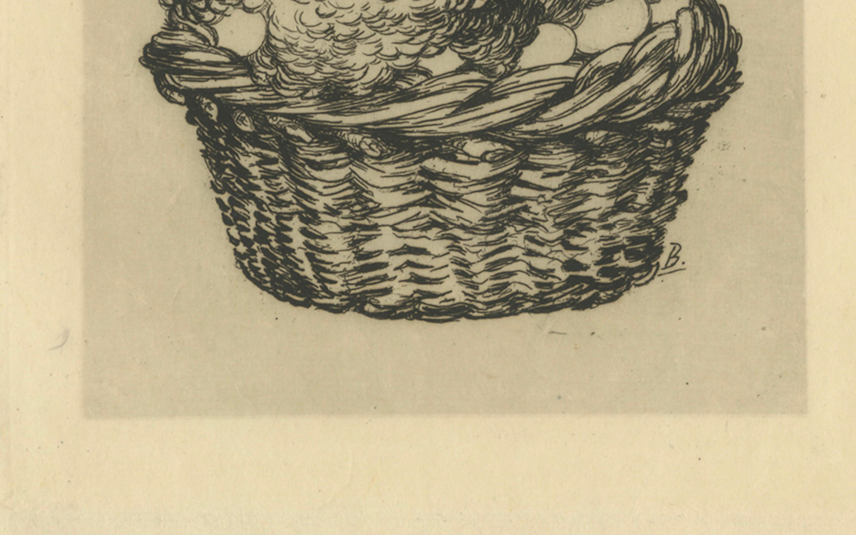 Français Poule aux œufs d'or - Félix Bracquemond Eau-forte sur papier Japon, c.1880 en vente