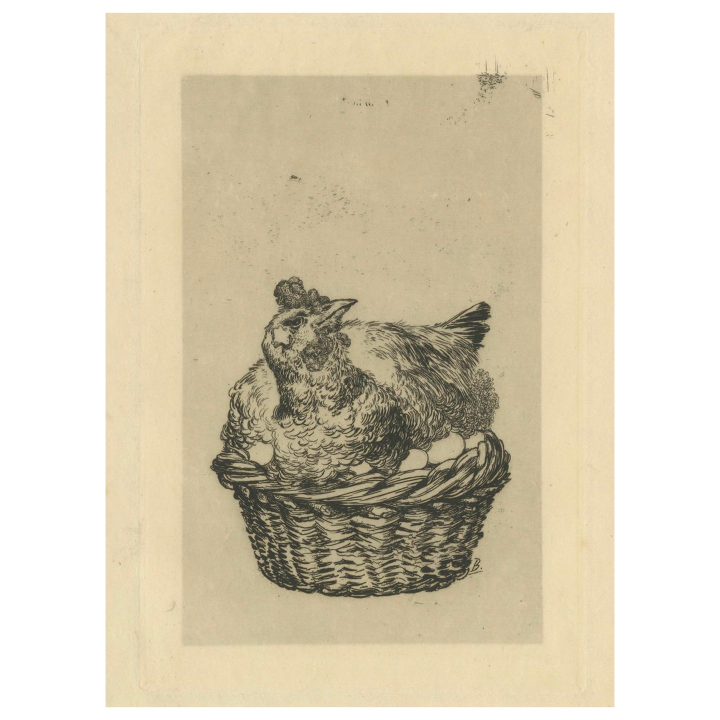 Poule aux œufs d'or - Félix Bracquemond Eau-forte sur papier Japon, c.1880 en vente
