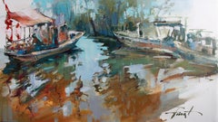 Fishing boat, Painting, Oil on Canvas