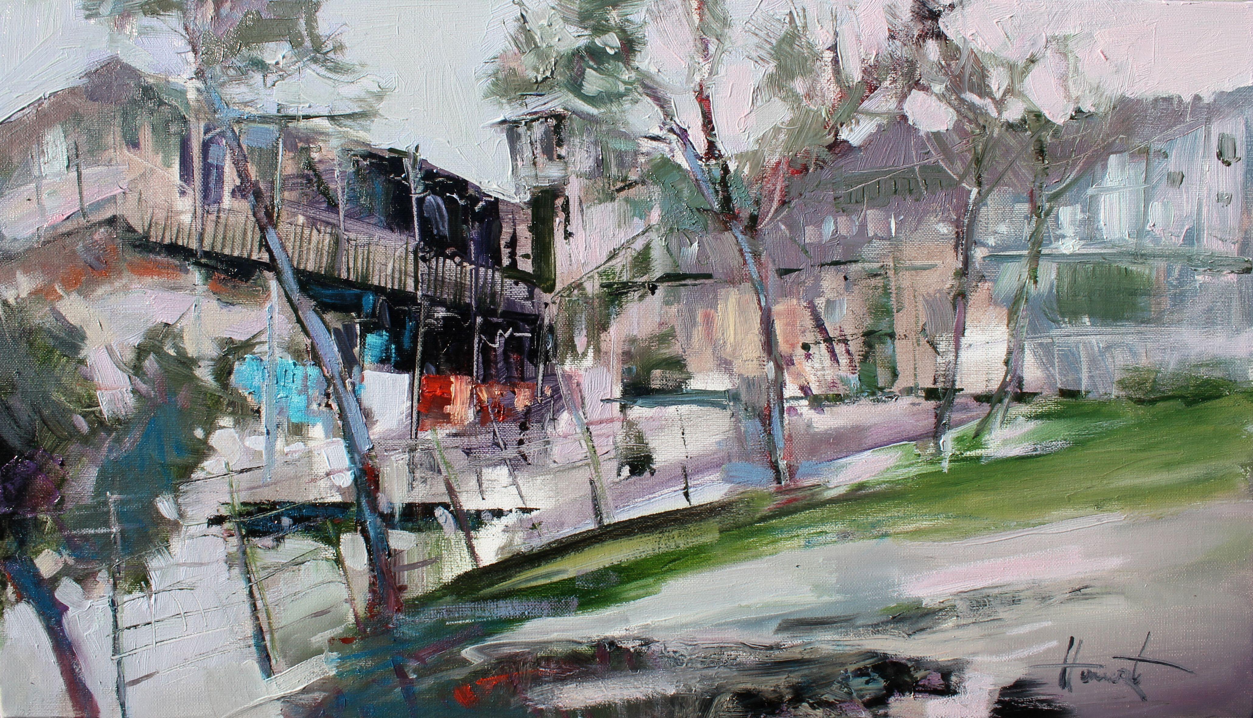Vecchia Tbilisi 1, Pittura, Olio su tela - Painting di Henadzi Havartsou
