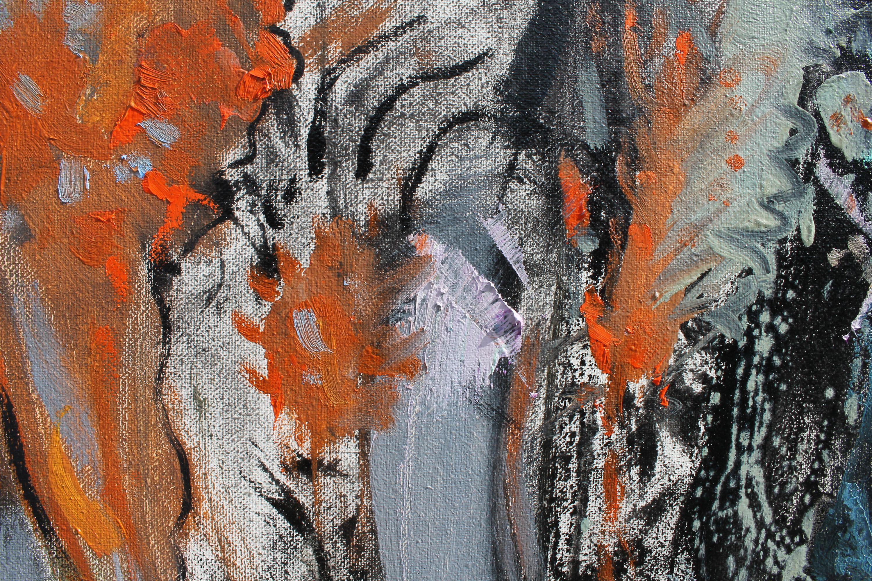 Orangerie, peinture, huile sur toile - Expressionnisme abstrait Painting par Henadzi Havartsou