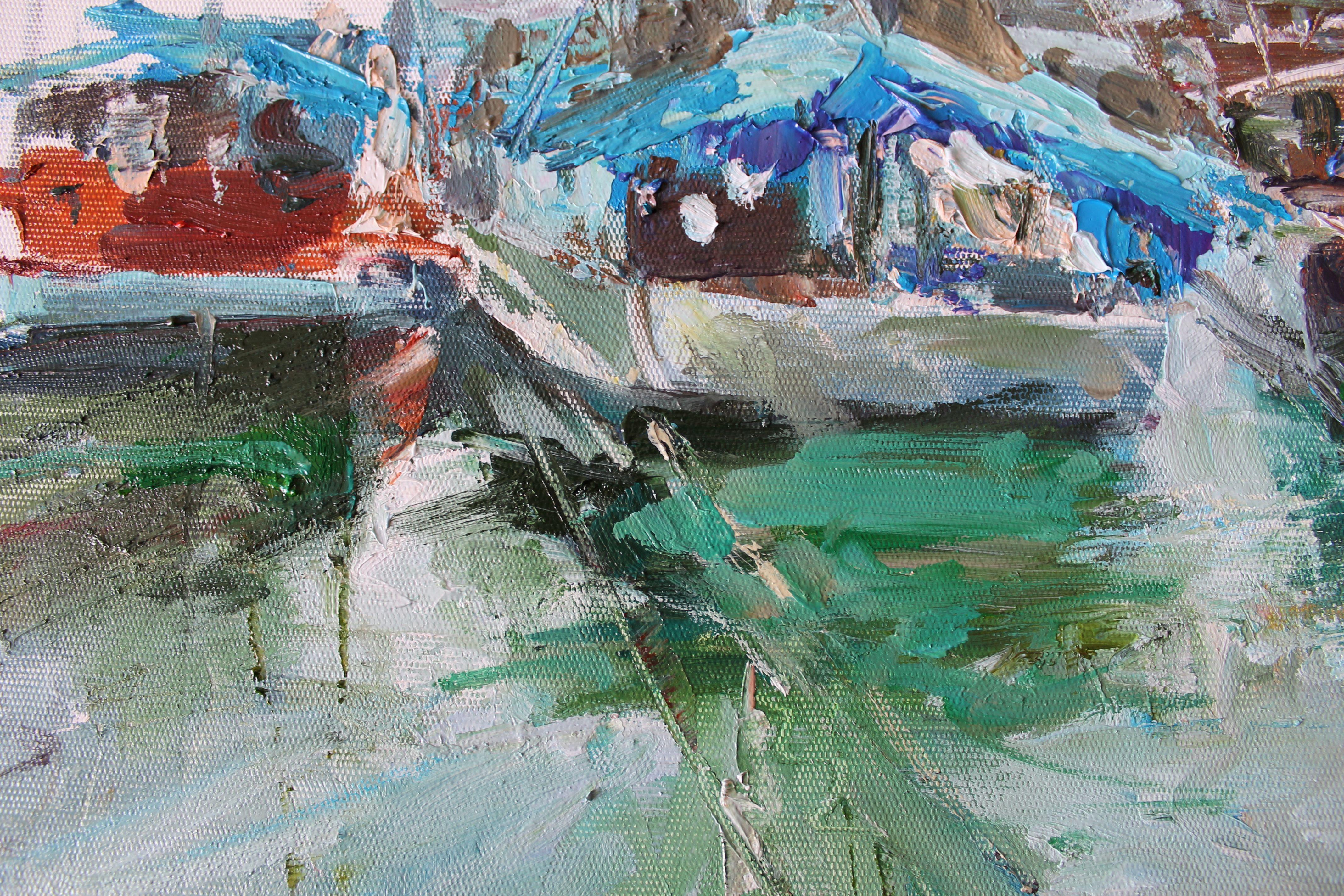 Yachts in the bay, Painting, Oil on Canvas 1