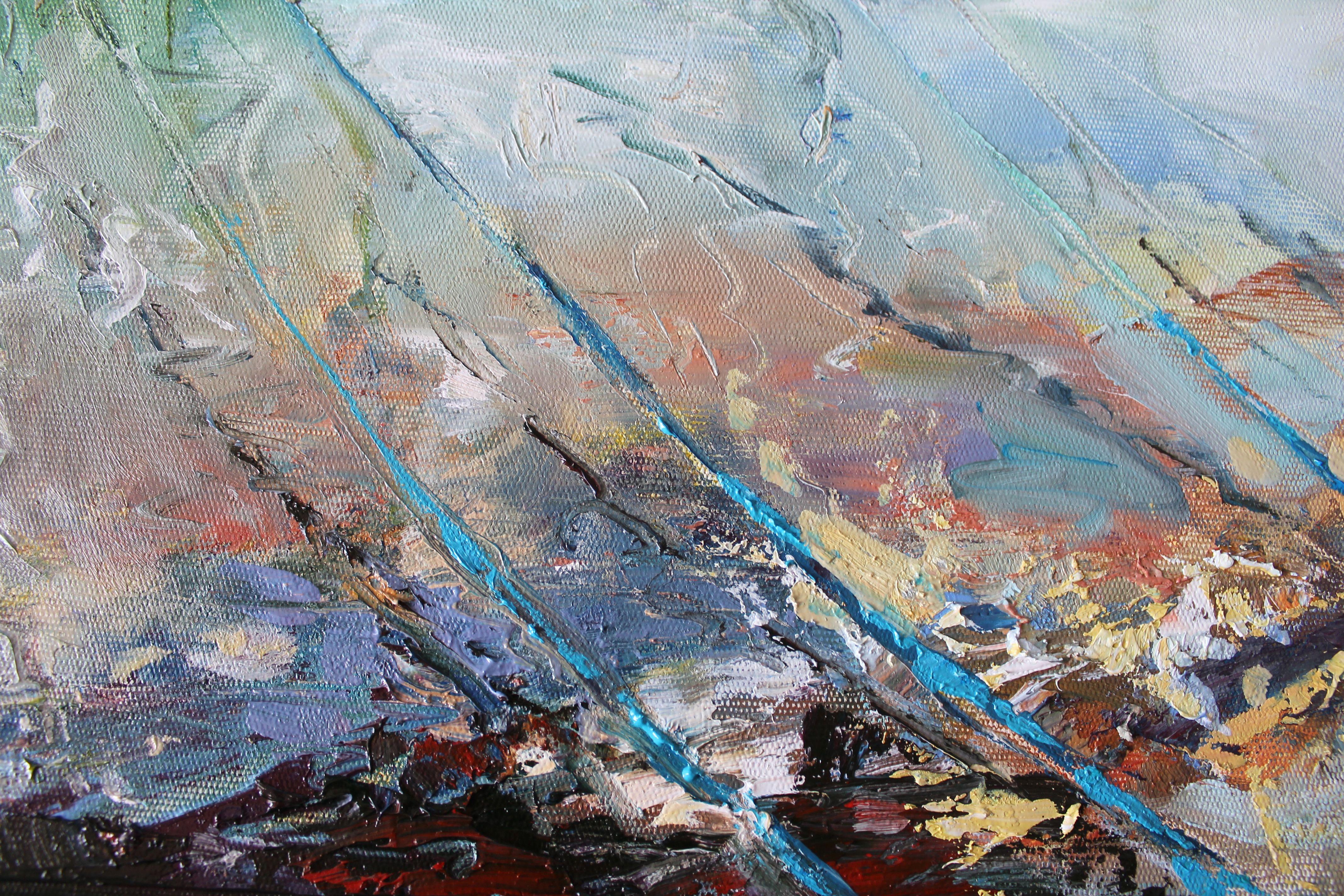 Yachts in the bay, Painting, Oil on Canvas 3