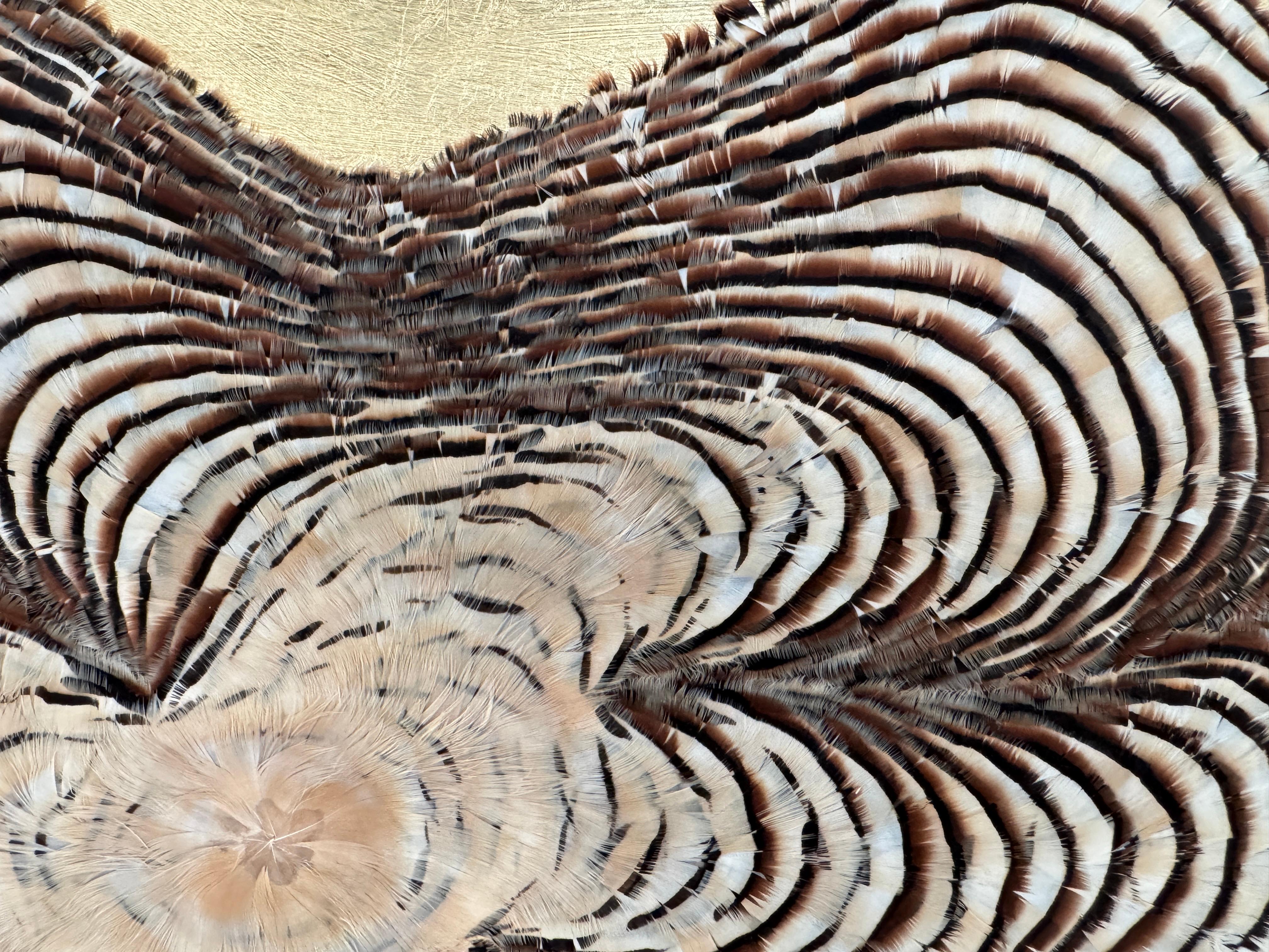 Feather Wall Art, Tree Rings and gold leaf, 2021 For Sale 8