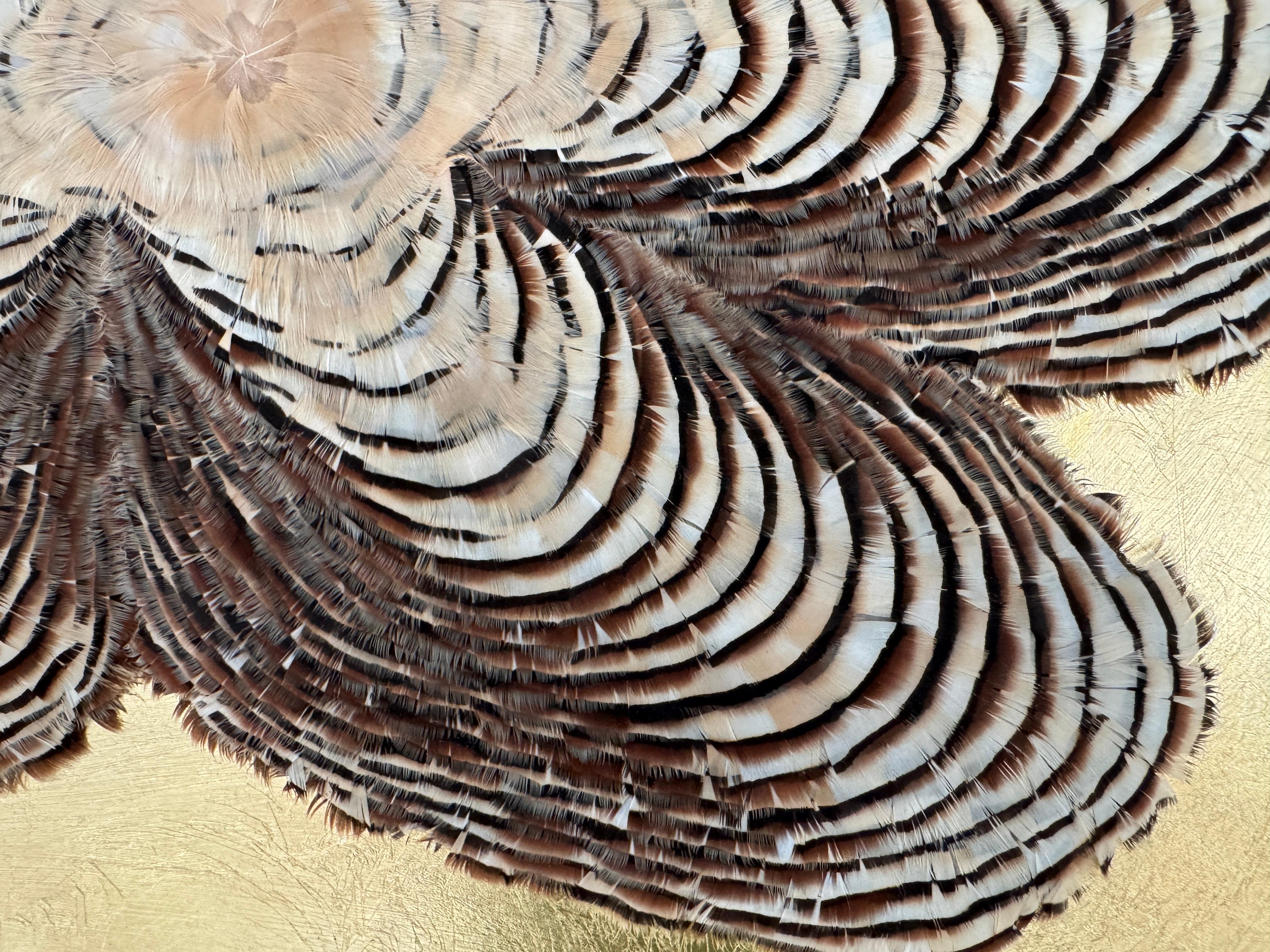 Feather Wall Art, Tree Rings and gold leaf, 2021 For Sale 9