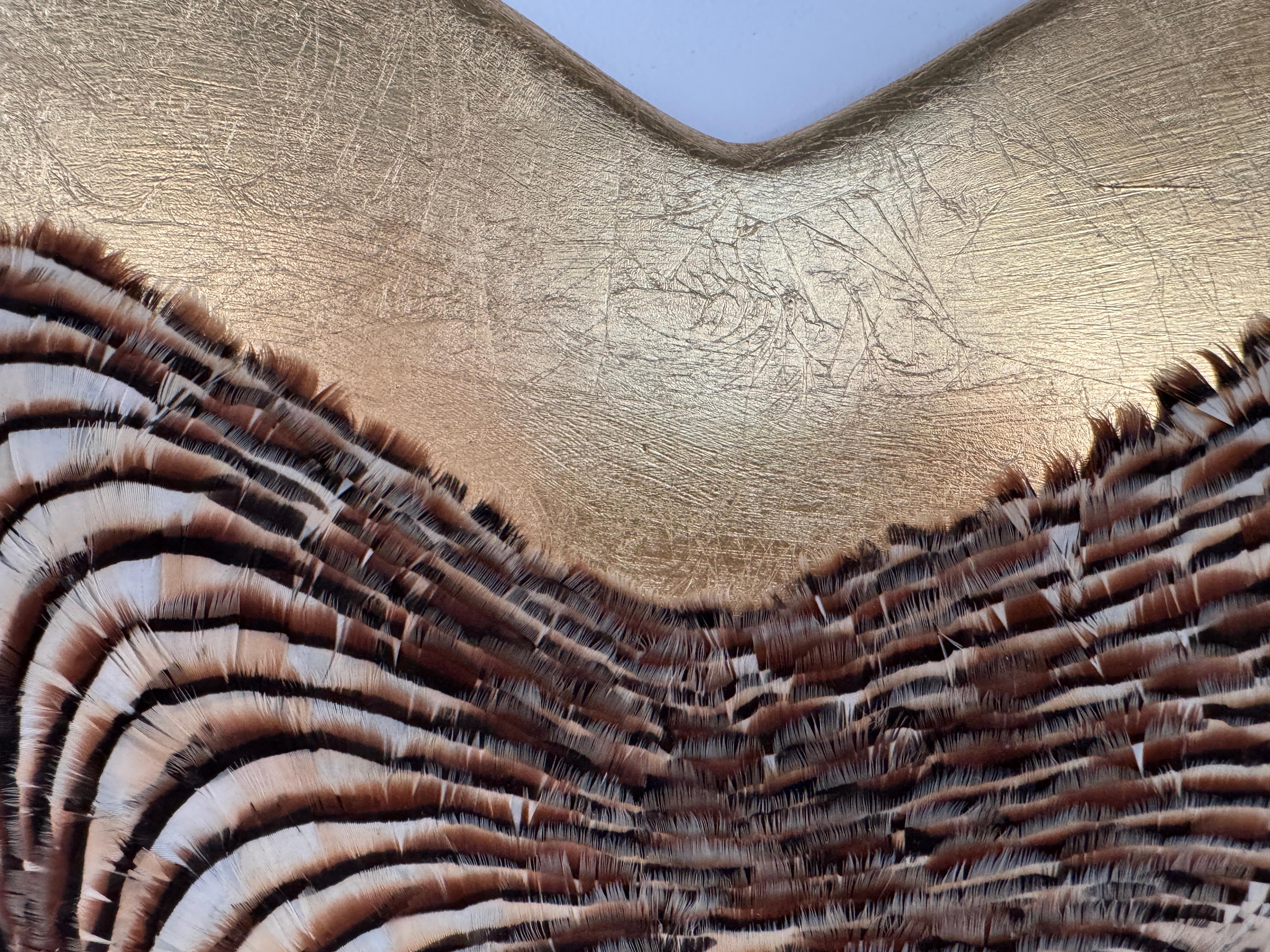 Feather Wall Art, Tree Rings and gold leaf, 2021 For Sale 10