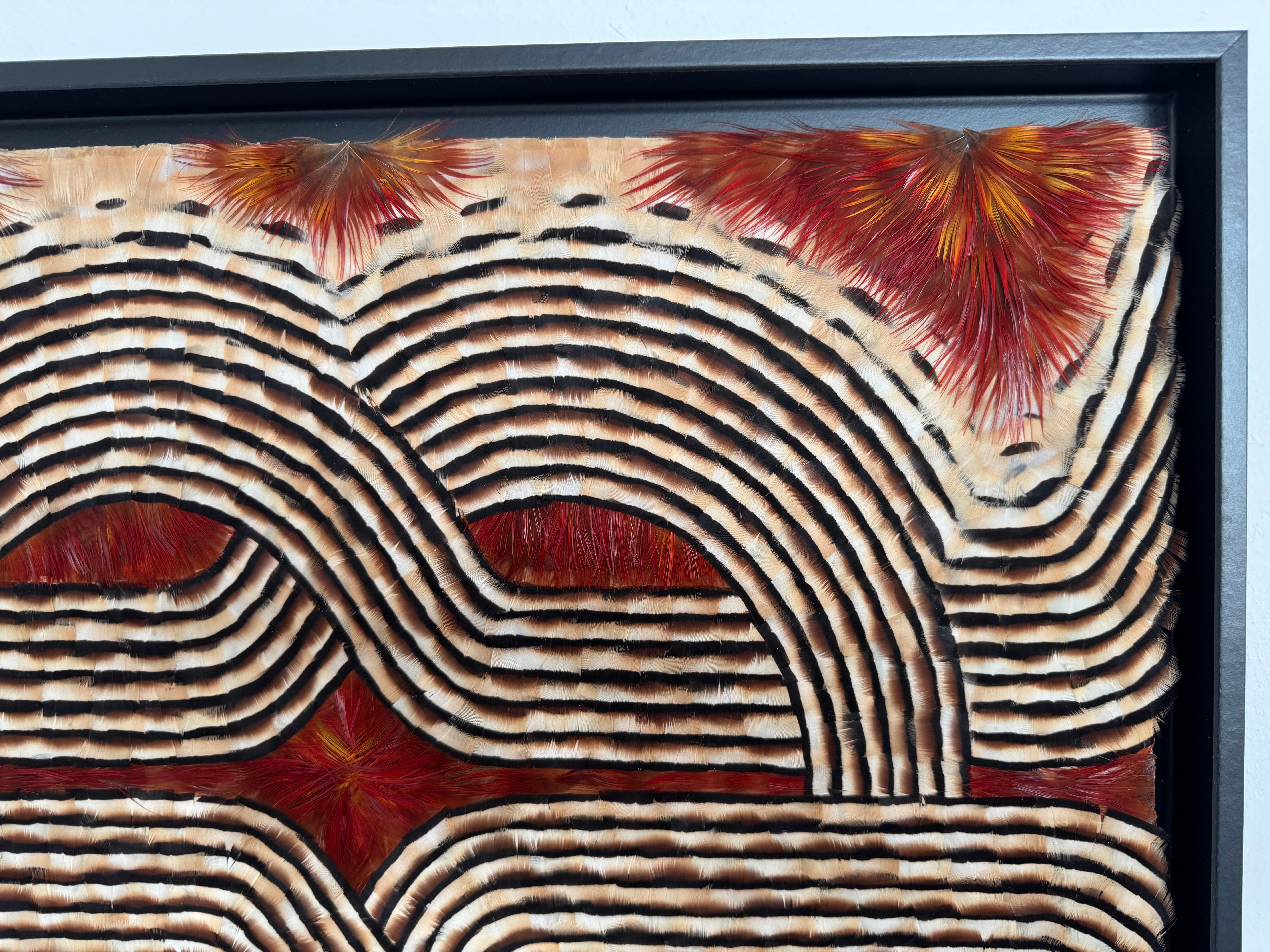 Feather Wall Art, Abstract Red and Earth Tones Geometric Pattern, 2025 For Sale 5