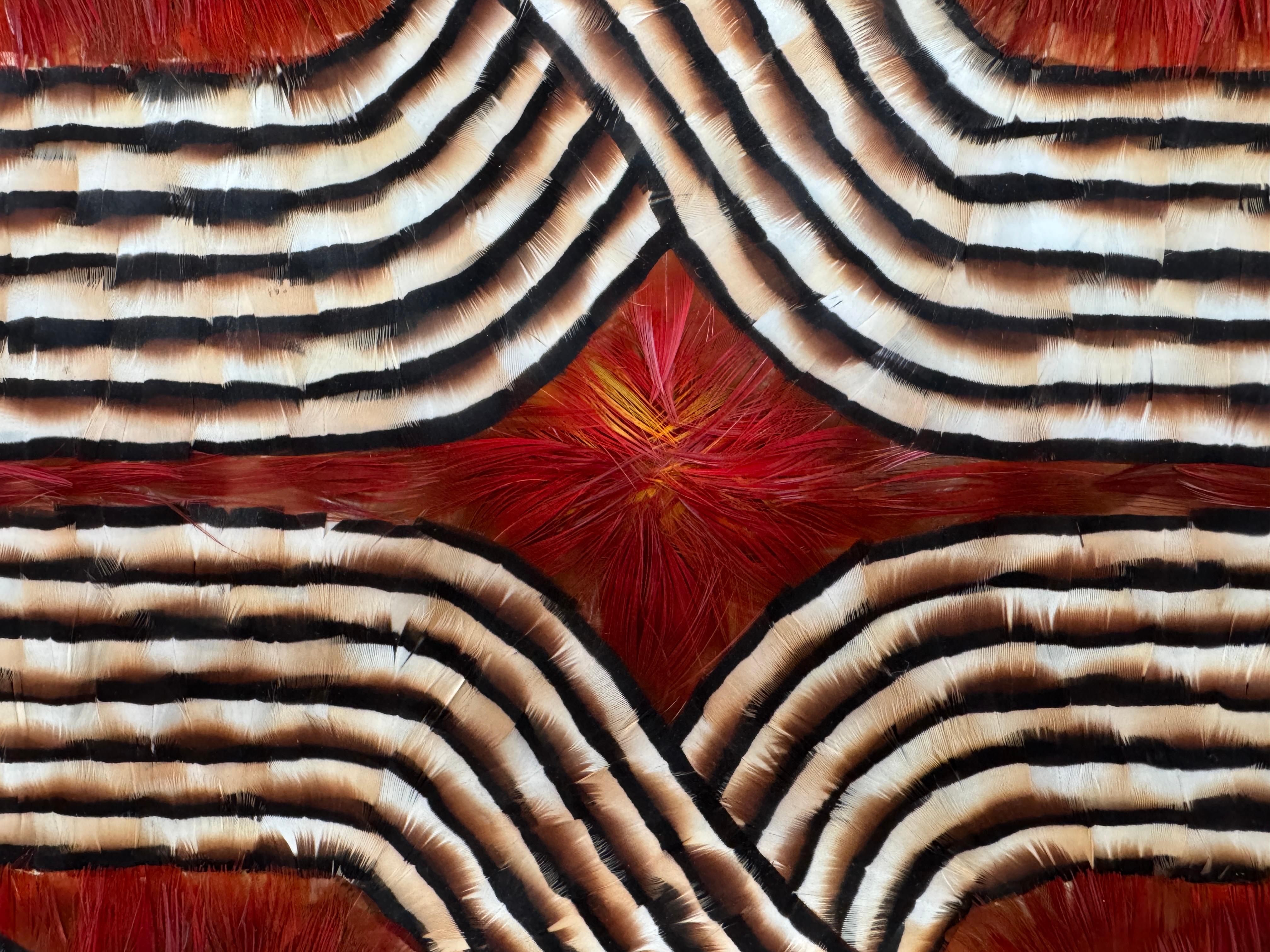 Feather Wall Art, Abstract Red and Earth Tones Geometric Pattern, 2025 For Sale 6