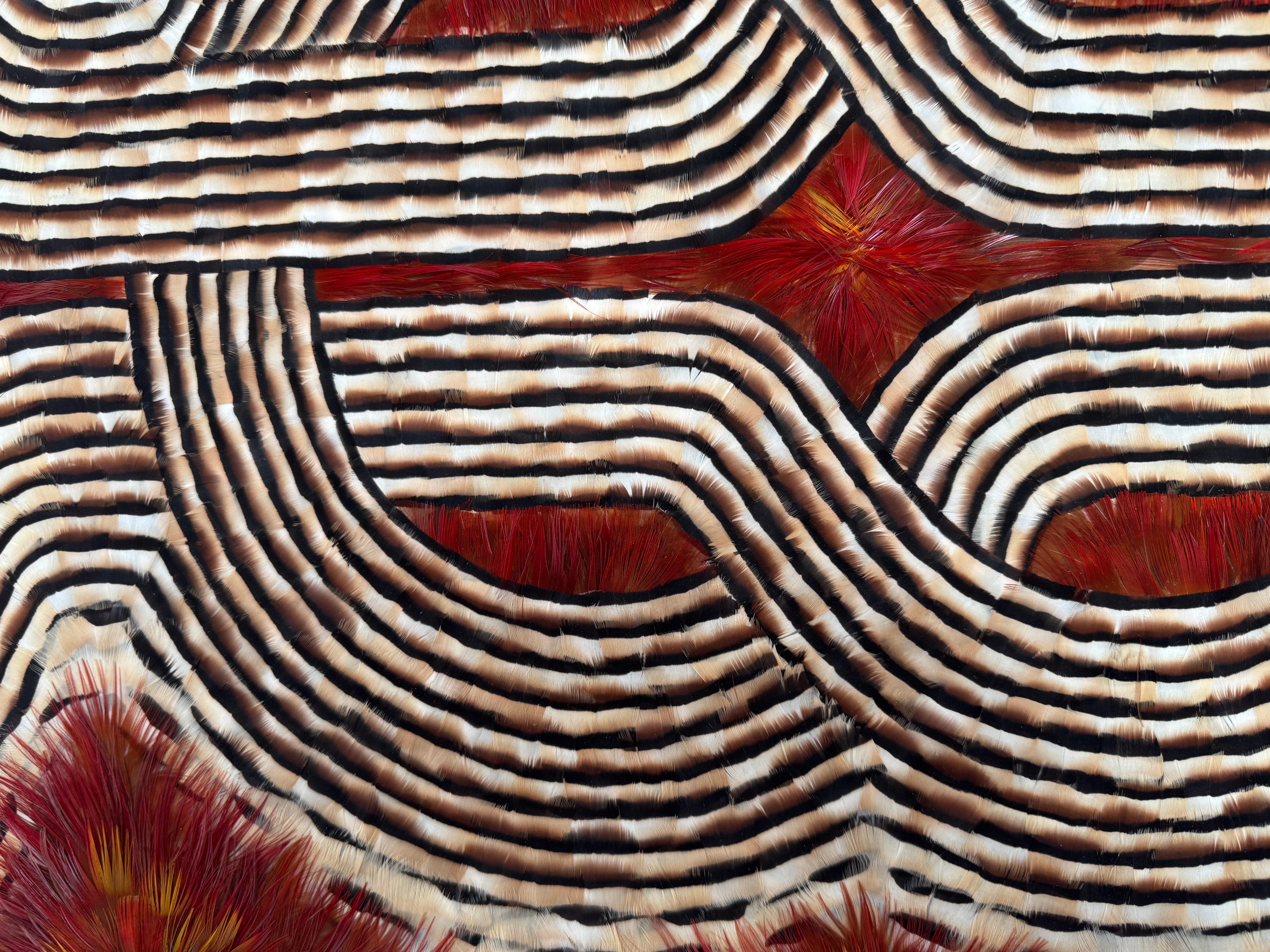 Feather Wall Art, Abstract Red and Earth Tones Geometric Pattern, 2025 For Sale 7
