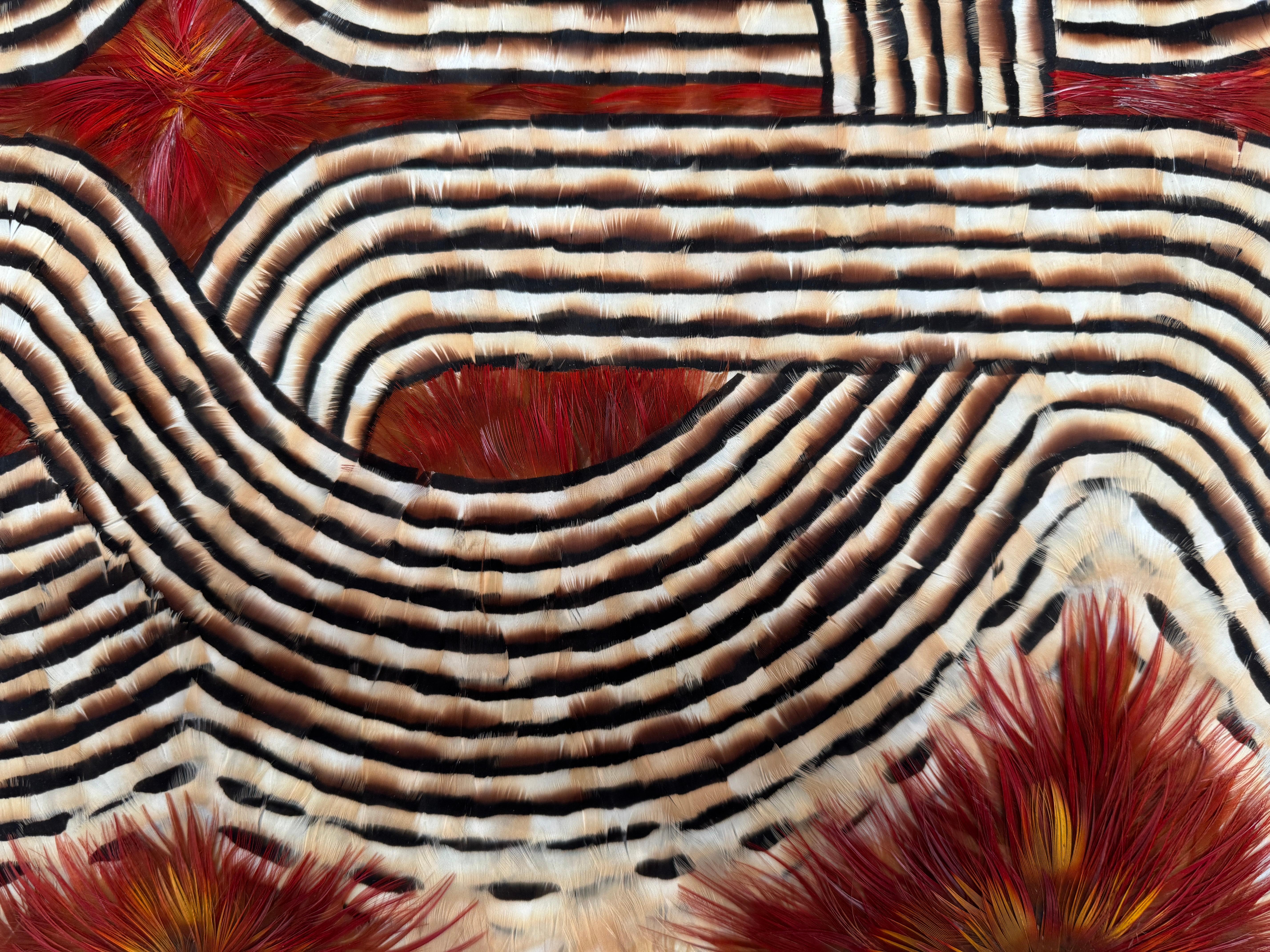 Feather Wall Art, Abstract Red and Earth Tones Geometric Pattern, 2025 For Sale 9