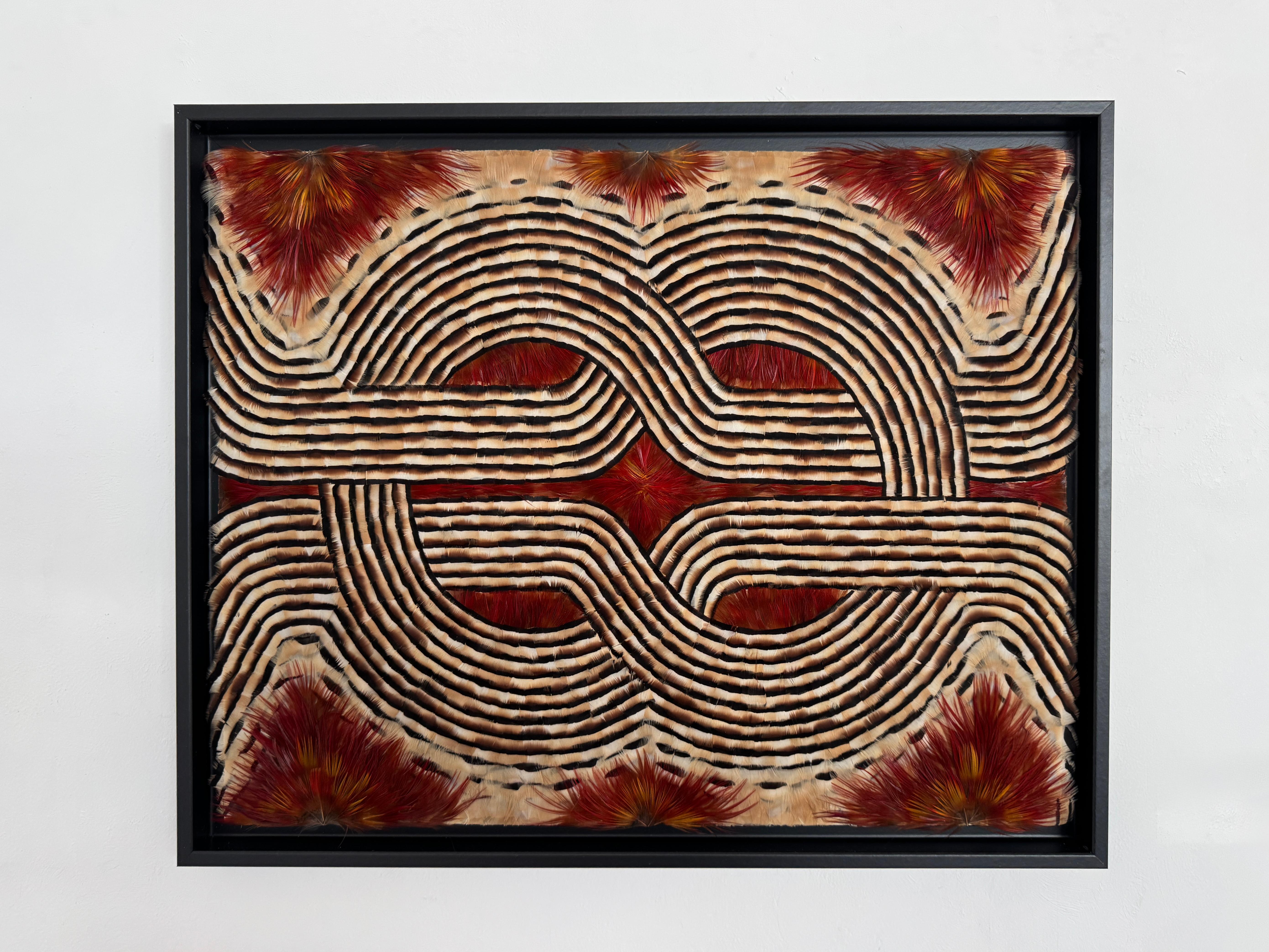 Feather Wall Art, Abstract Red and Earth Tones Geometric Pattern, 2025 For Sale 10