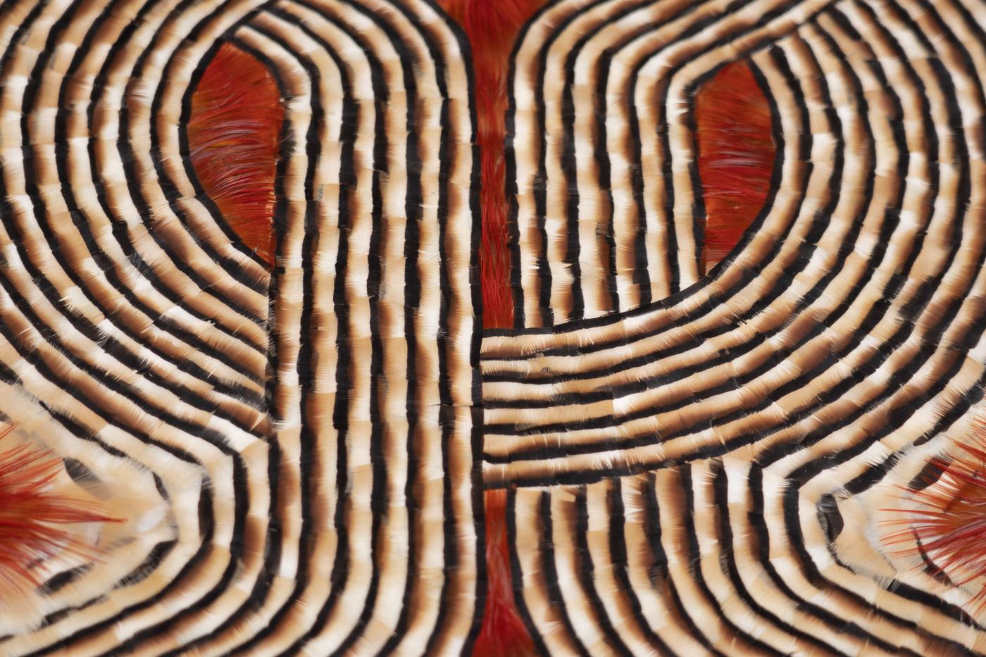 Feather Wall Art, Abstract Red and Earth Tones Geometric Pattern, 2025 - Abstract Geometric Painting by Henar Iglesias