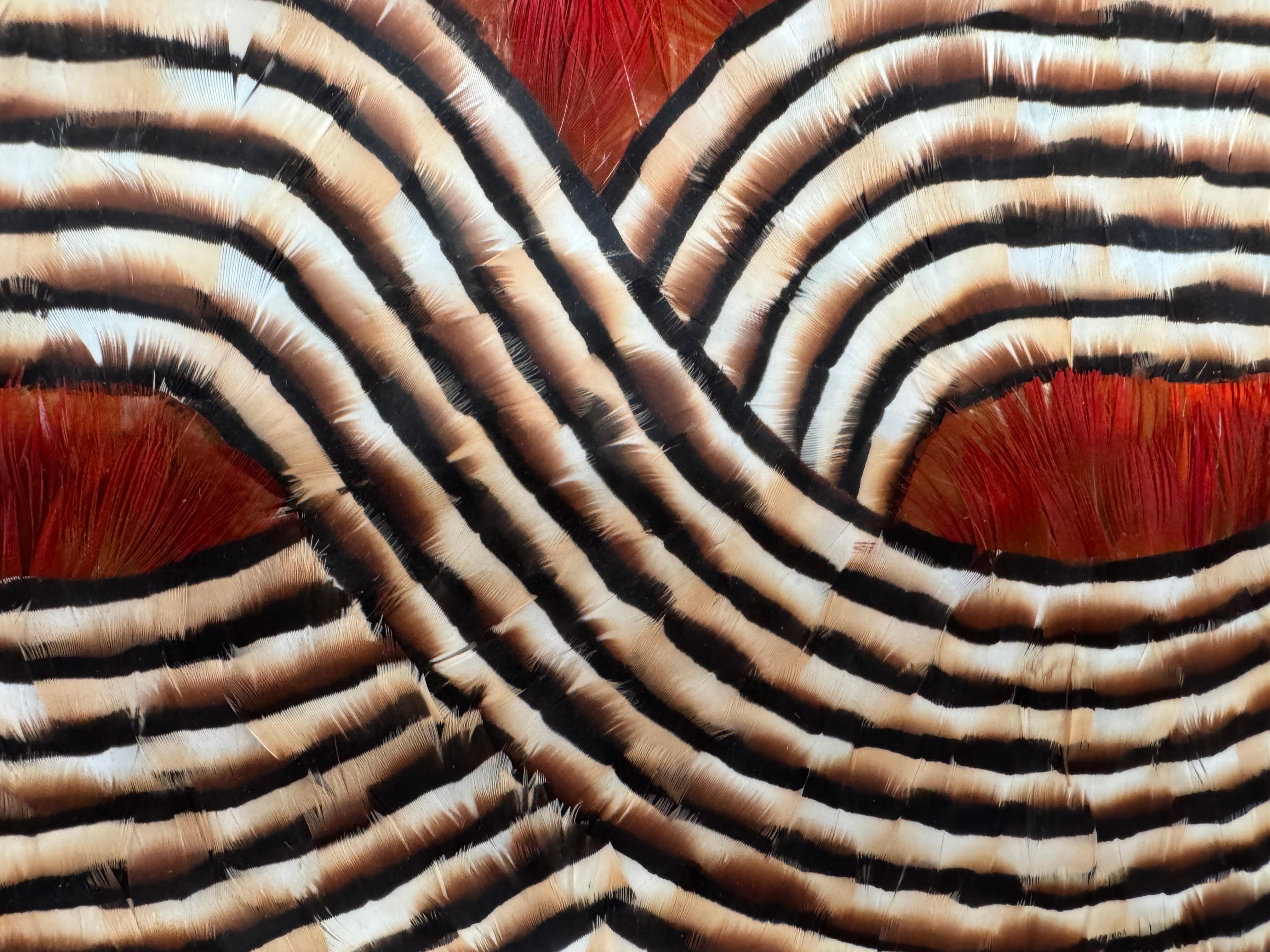 Feather Wall Art, Abstract Red and Earth Tones Geometric Pattern, 2025 For Sale 3