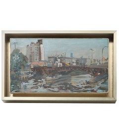 Hencer Molina Oil on Canvas, Port Scenes of Buenos Aires