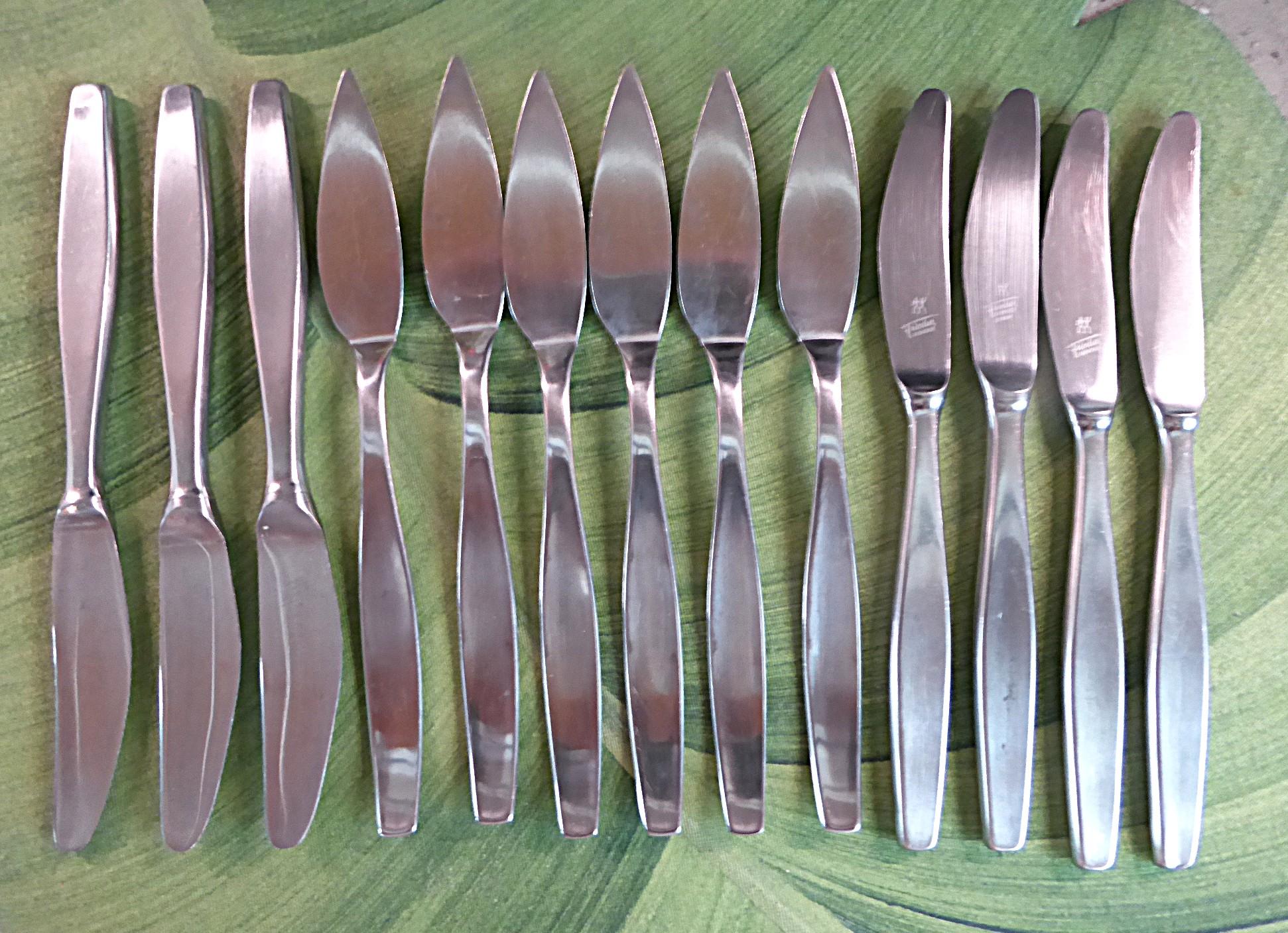 Henckels Mid Century Modern Azur Besteck Satin-Finish Deutschland 1960er Jahre - 111 Teile. (Mitte des 20. Jahrhunderts) im Angebot