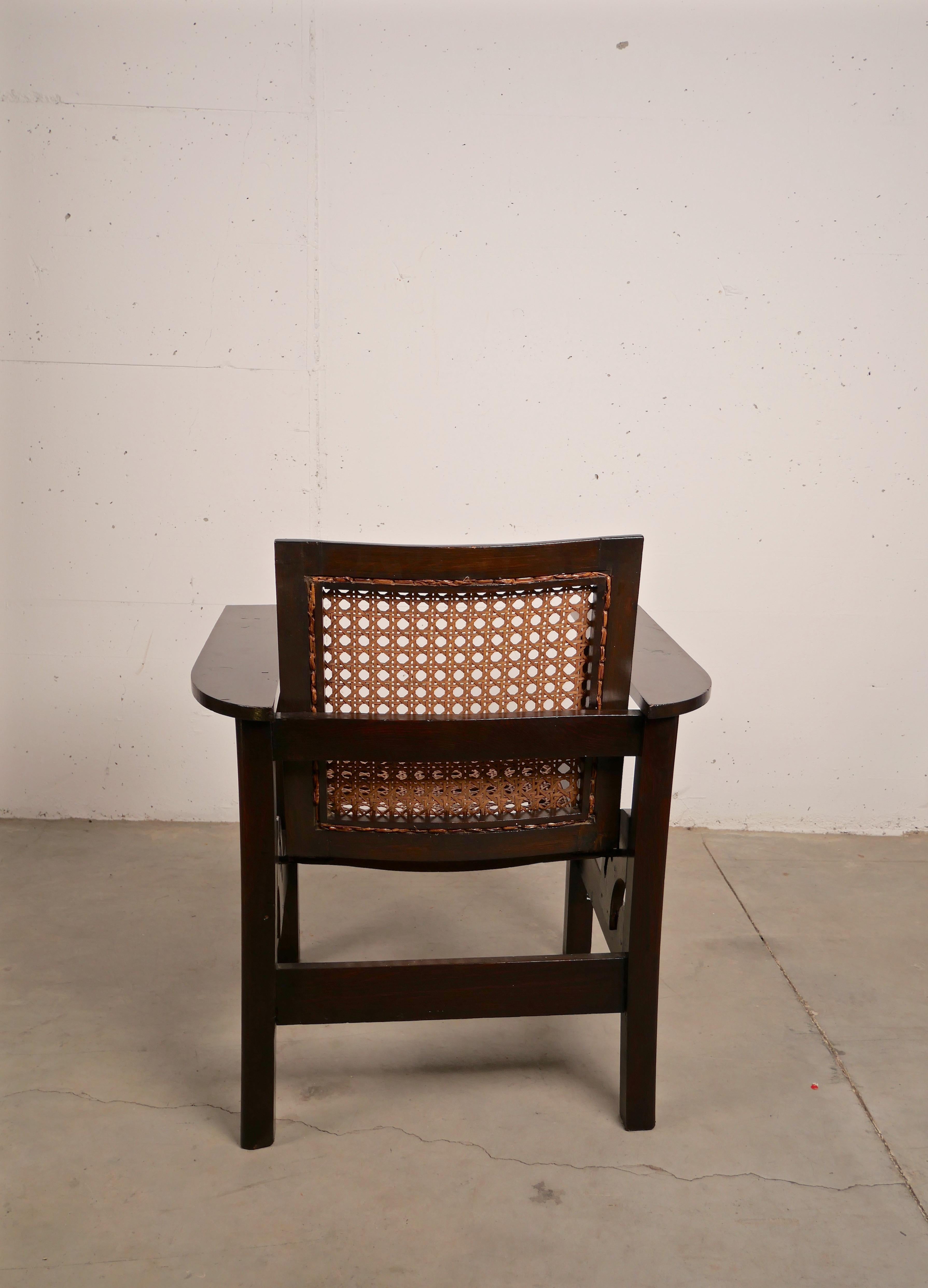 Hendaye Armchair in Walnut and Cane by Pierre Dariel, France, 1930 In Good Condition For Sale In Santa Gertrudis, Baleares